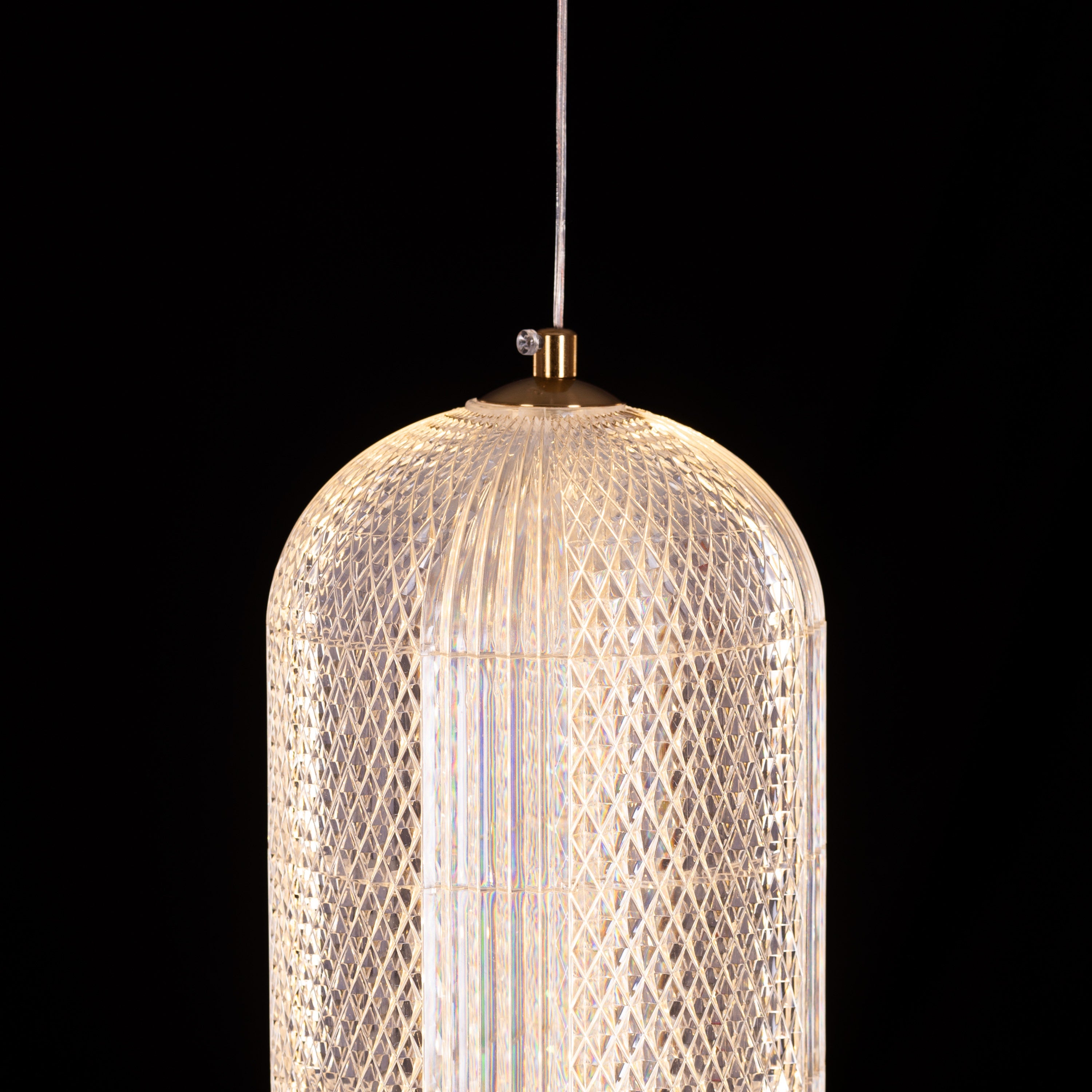 Yellow Diamond (Medium, Dimmable LED with Remote Control) Acrylic Textured Pendant Light