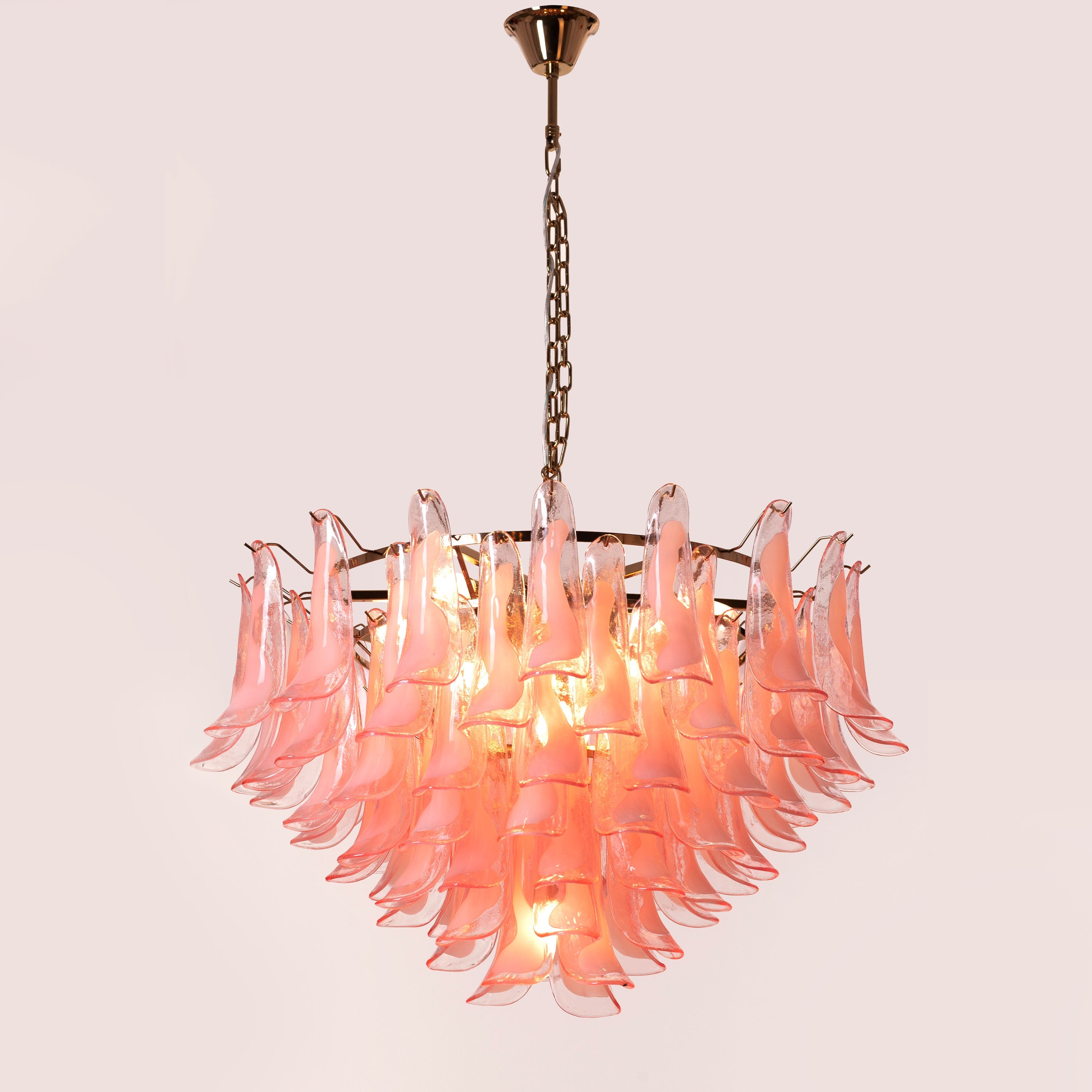 Somewhere In Barcelona (Large, Pink, White) Tinted Glass Chandelier
