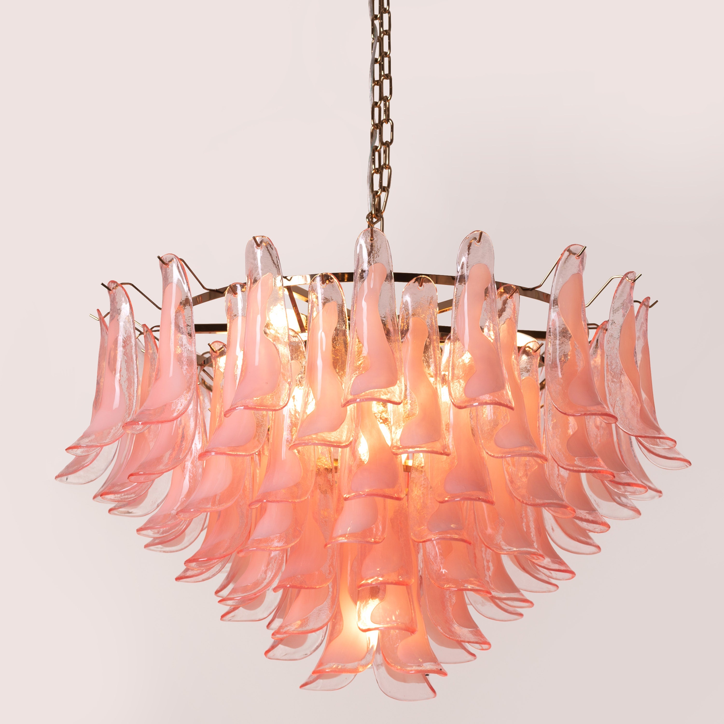 Somewhere In Barcelona (Large, Pink, White) Tinted Glass Chandelier