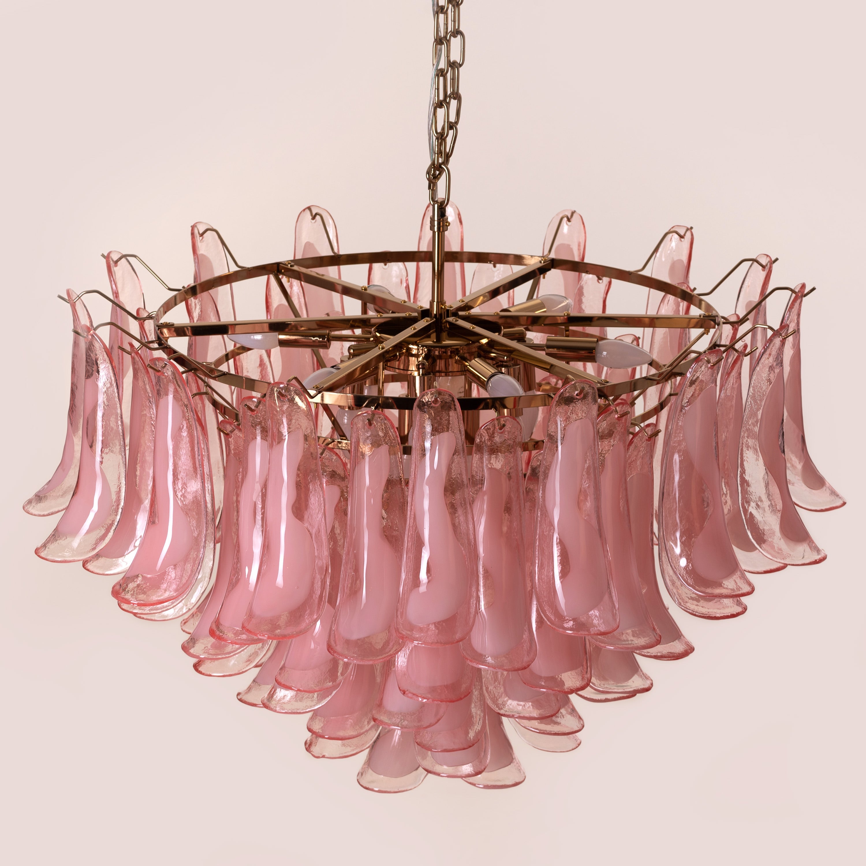 Somewhere In Barcelona (Large, Pink, White) Tinted Glass Chandelier