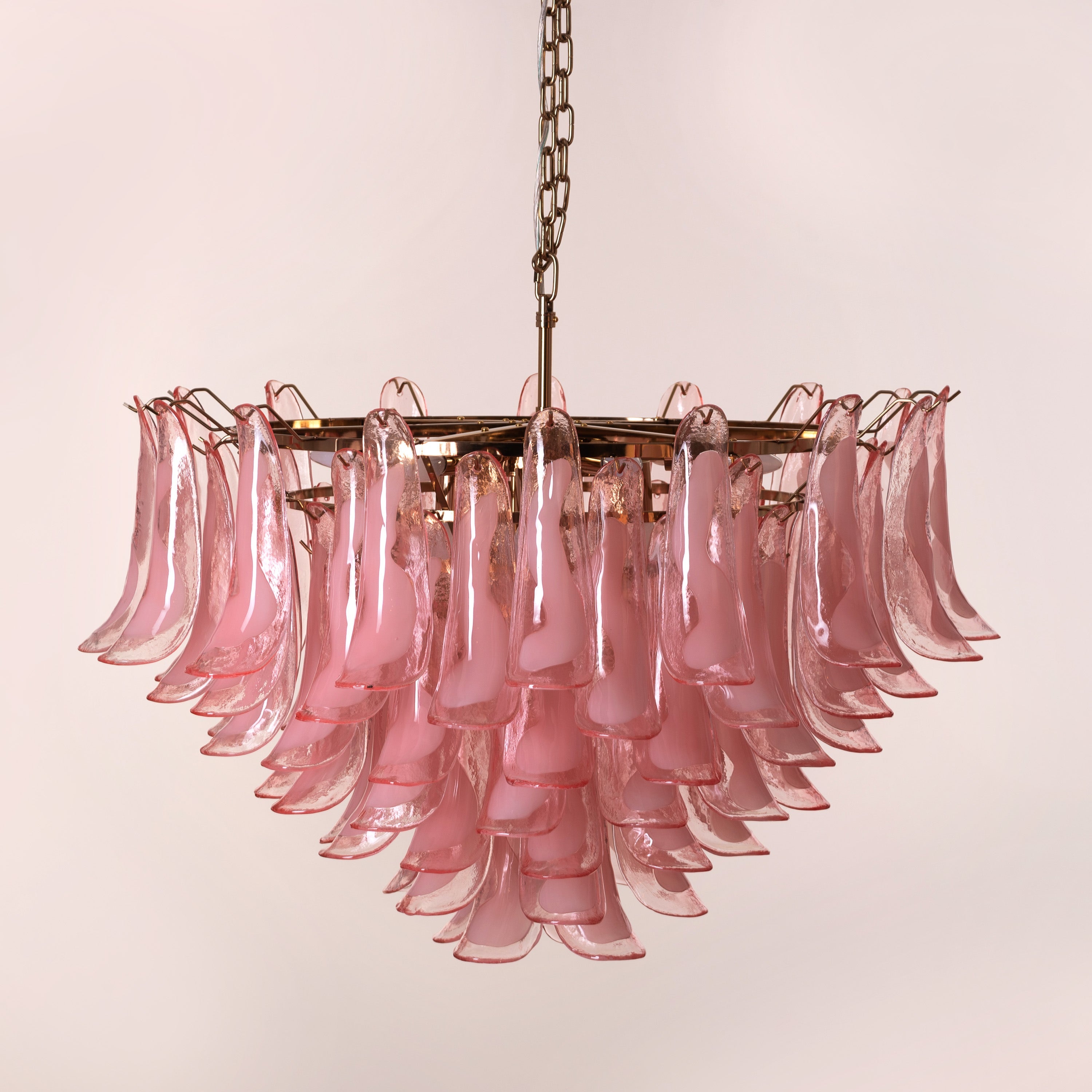 Somewhere In Barcelona (Large, Pink, White) Tinted Glass Chandelier