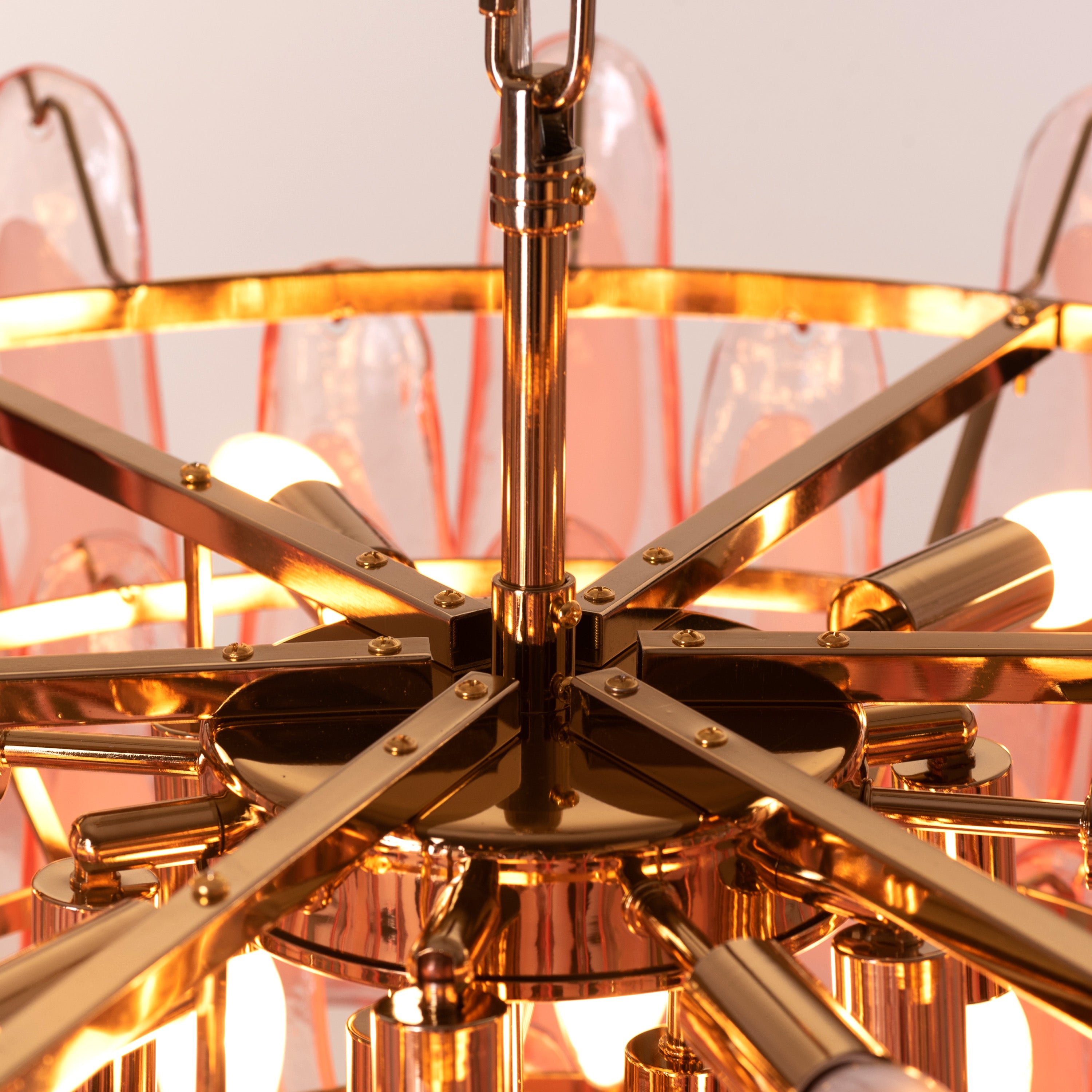 Somewhere In Barcelona (Large, Pink, White) Tinted Glass Chandelier