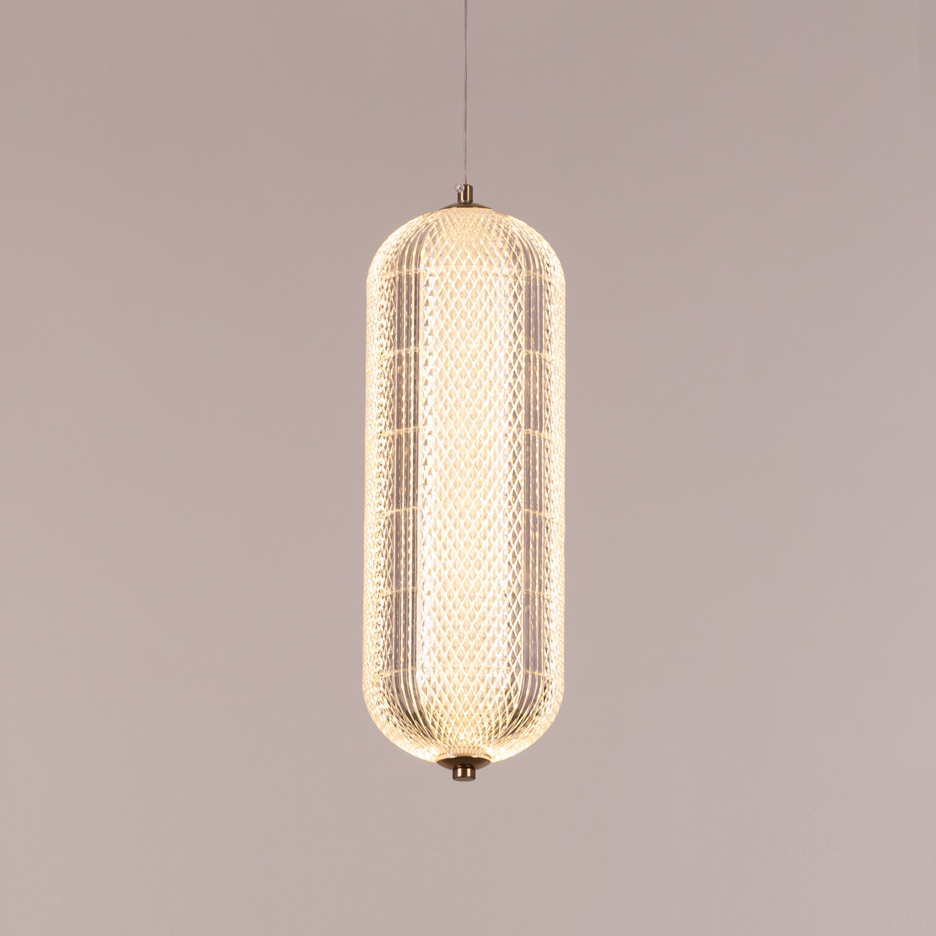 Yellow Diamond (Small, Dimmable LED with Remote Control) Acrylic Textured Pendant Light