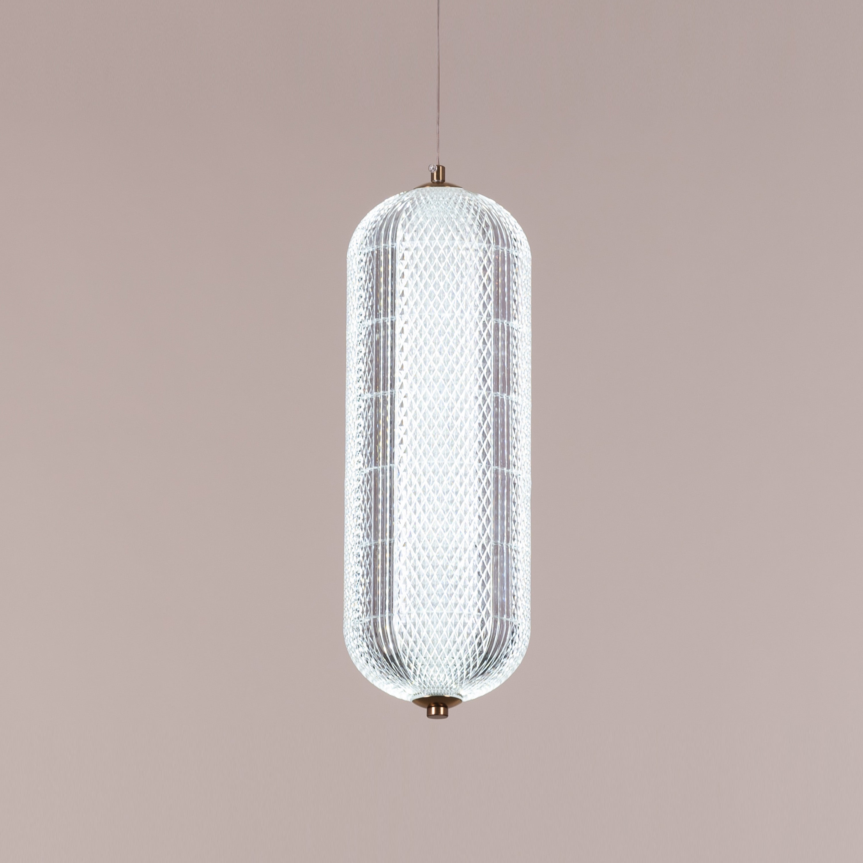 Yellow Diamond (Small, Dimmable LED with Remote Control) Acrylic Textured Pendant Light