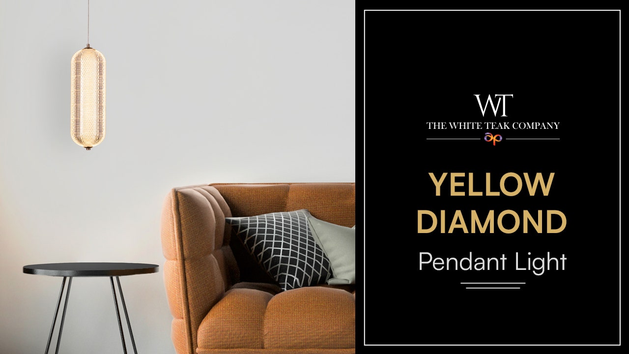 Yellow Diamond (Small, Dimmable LED with Remote Control) Acrylic Textured Pendant Light