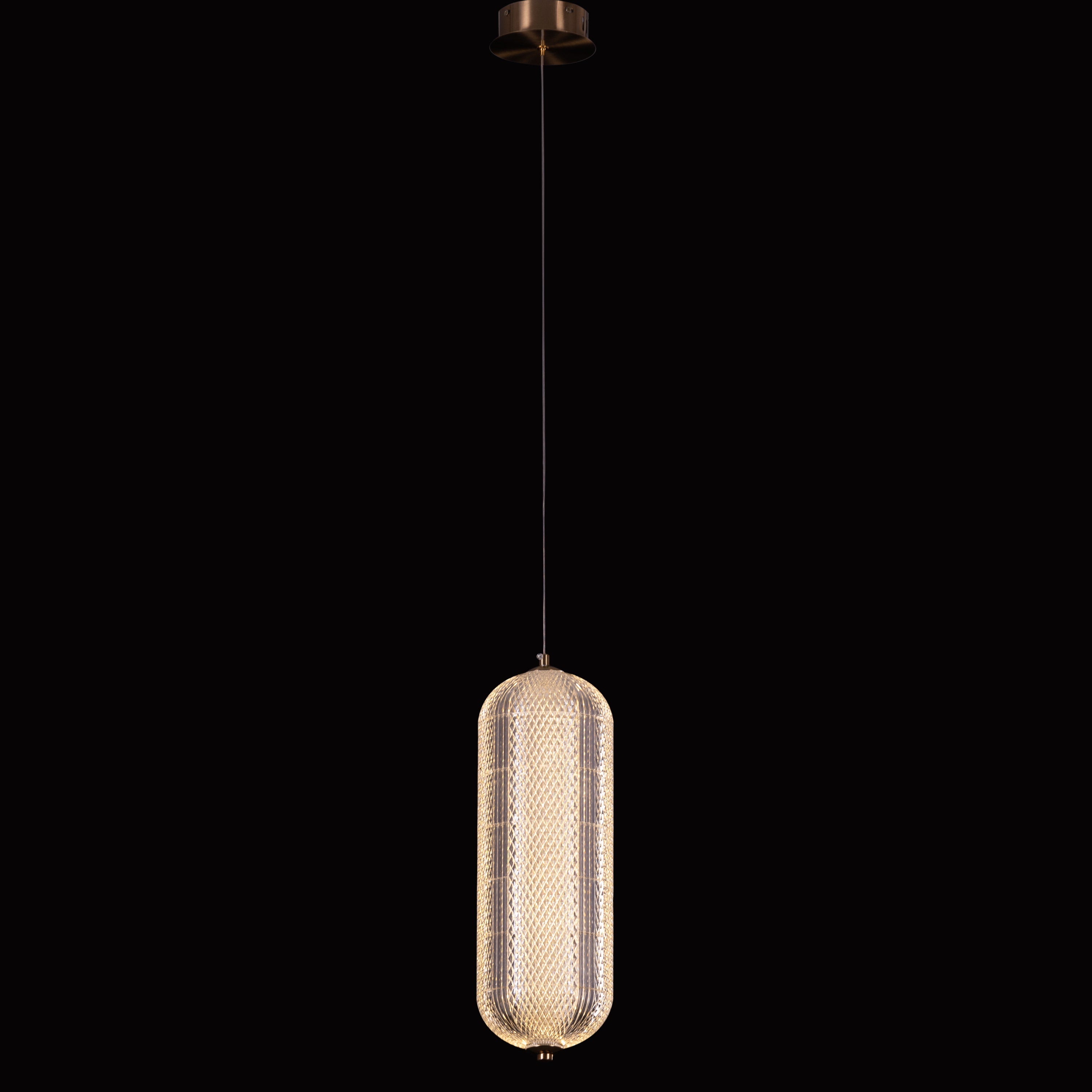 Yellow Diamond (Small, Dimmable LED with Remote Control) Acrylic Textured Pendant Light