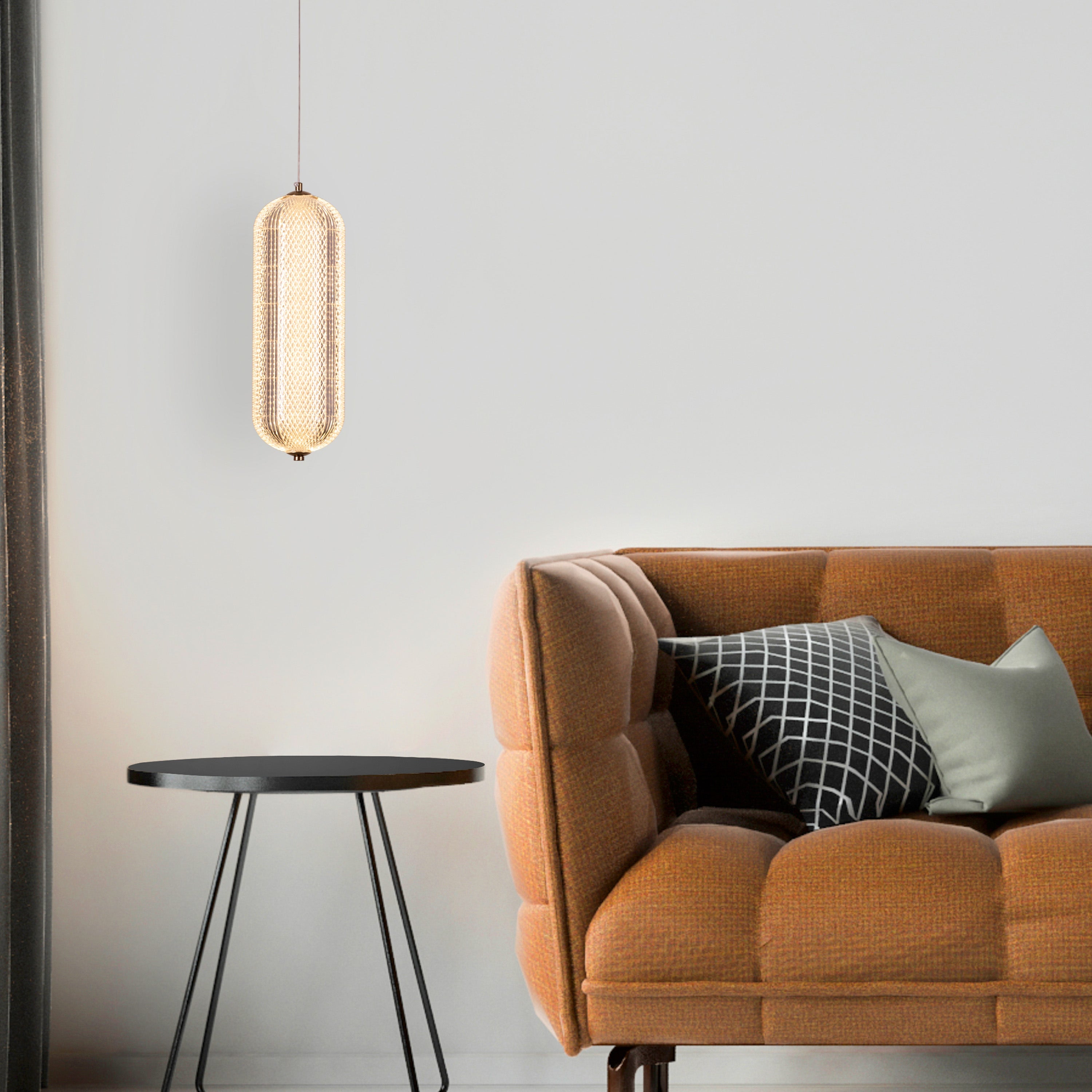 Yellow Diamond (Small, Dimmable LED with Remote Control) Acrylic Textured Pendant Light