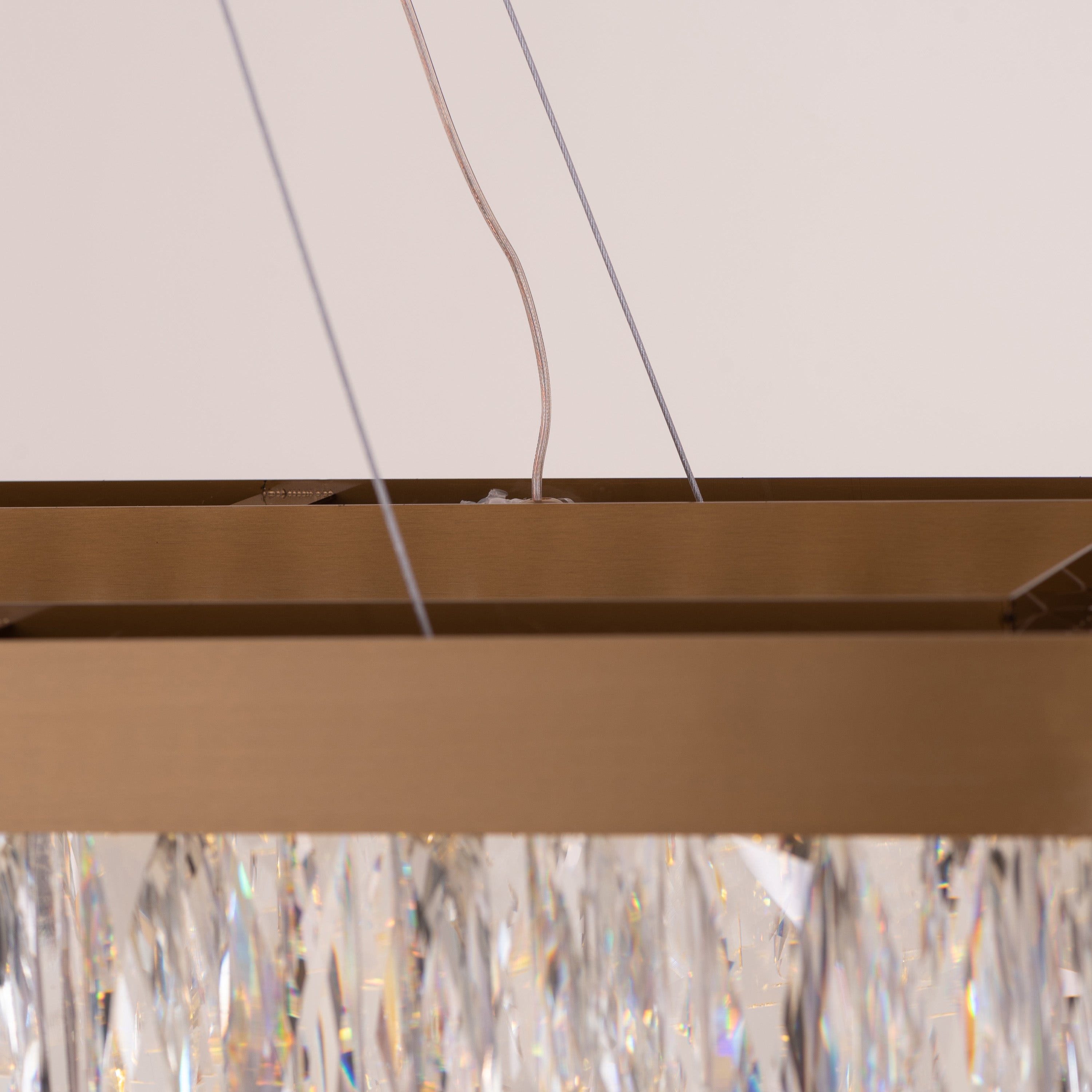 Through The Fire (Large, Gold, Dimmable LED with Remote Control) Rectangular Crystal Chandelier