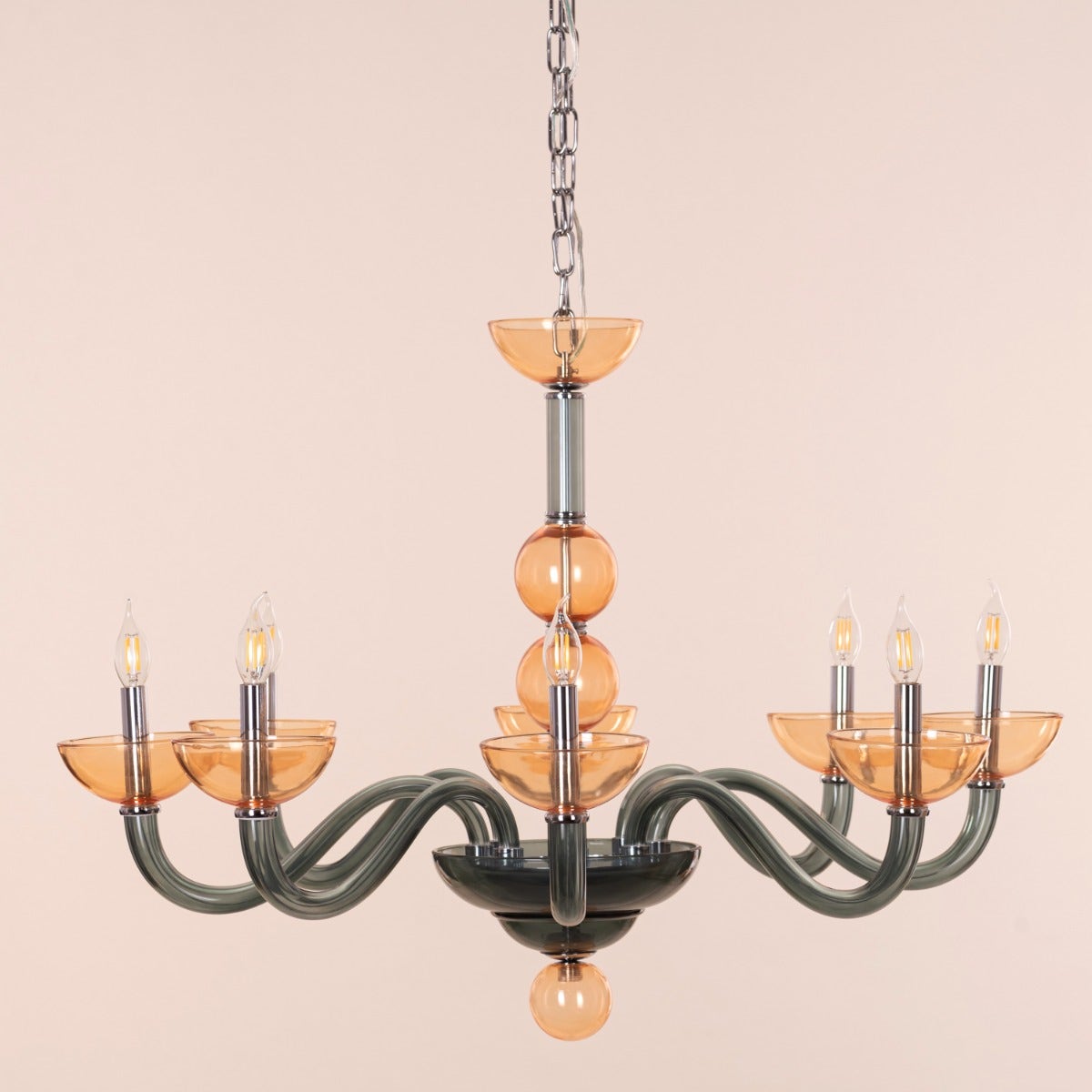 Steps Of Rome (Large, Green, Amber) Glass Chandelier