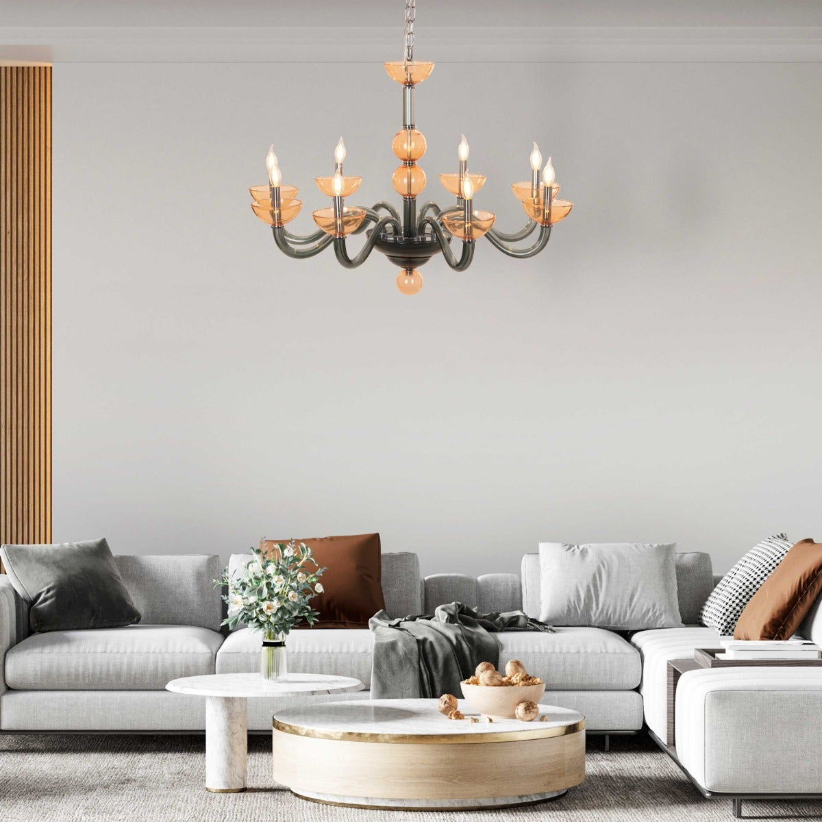 Steps Of Rome (Large, Green, Amber) Glass Chandelier