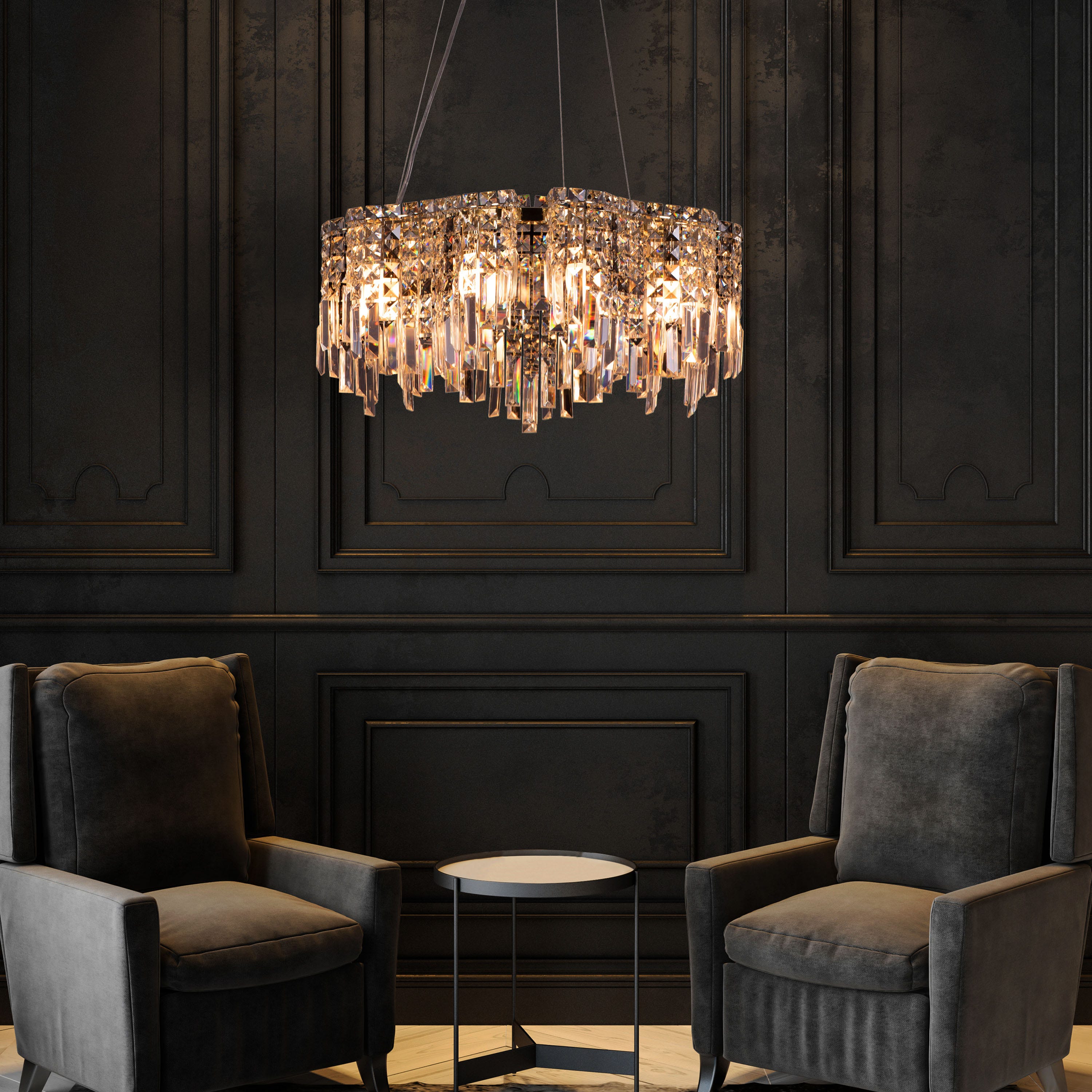 Through The Fire (Round, Gold) Crystal Chandelier