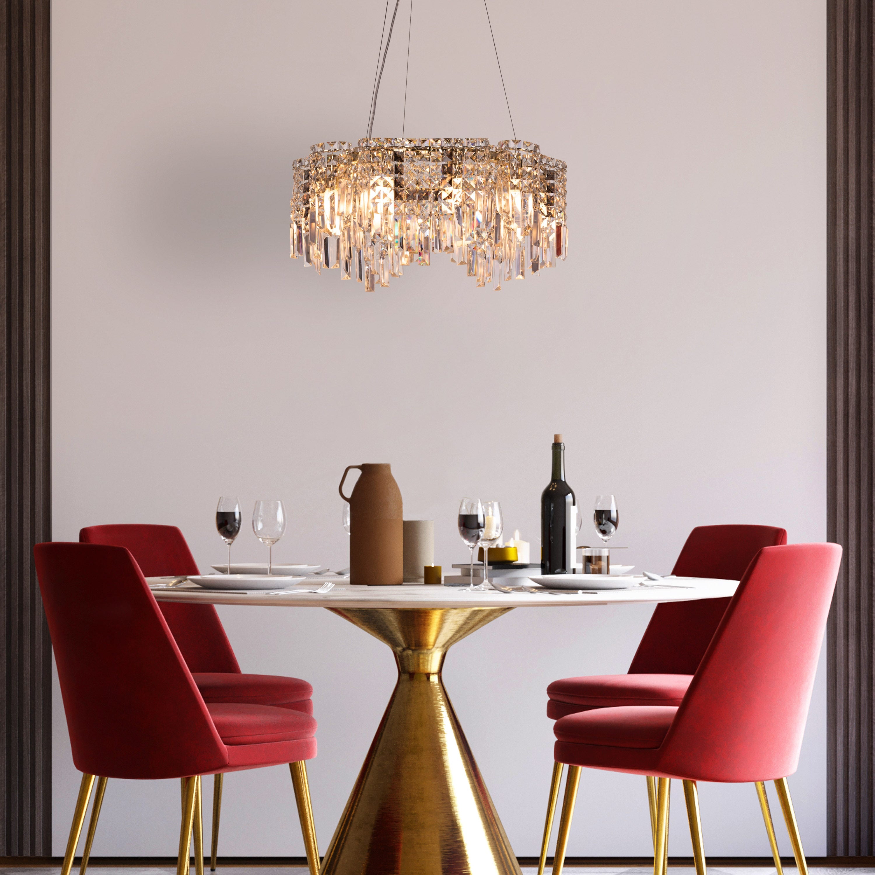 Through The Fire (Round, Gold) Crystal Chandelier