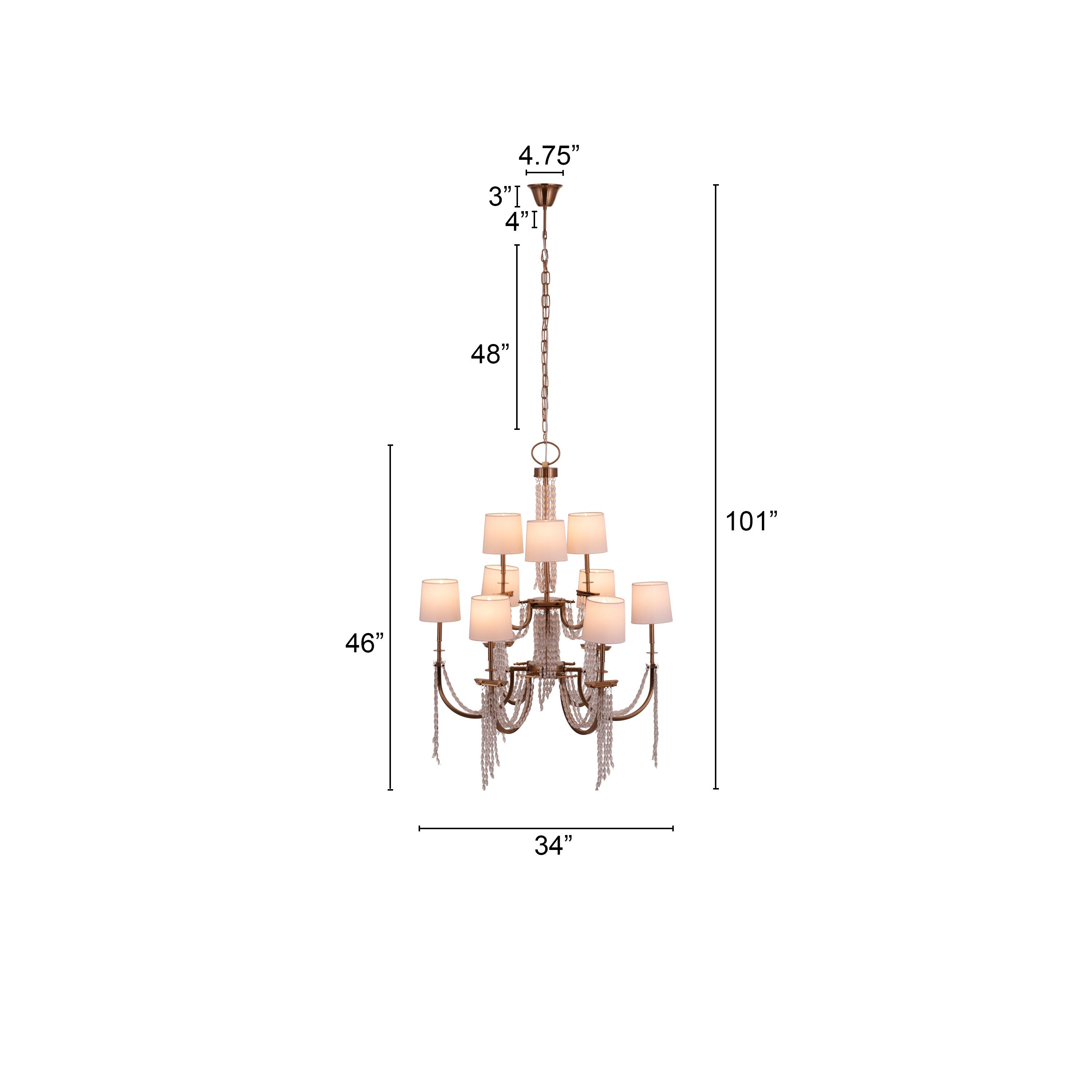Cupid's Kiss (Gold) Crystal Double Height Chandelier