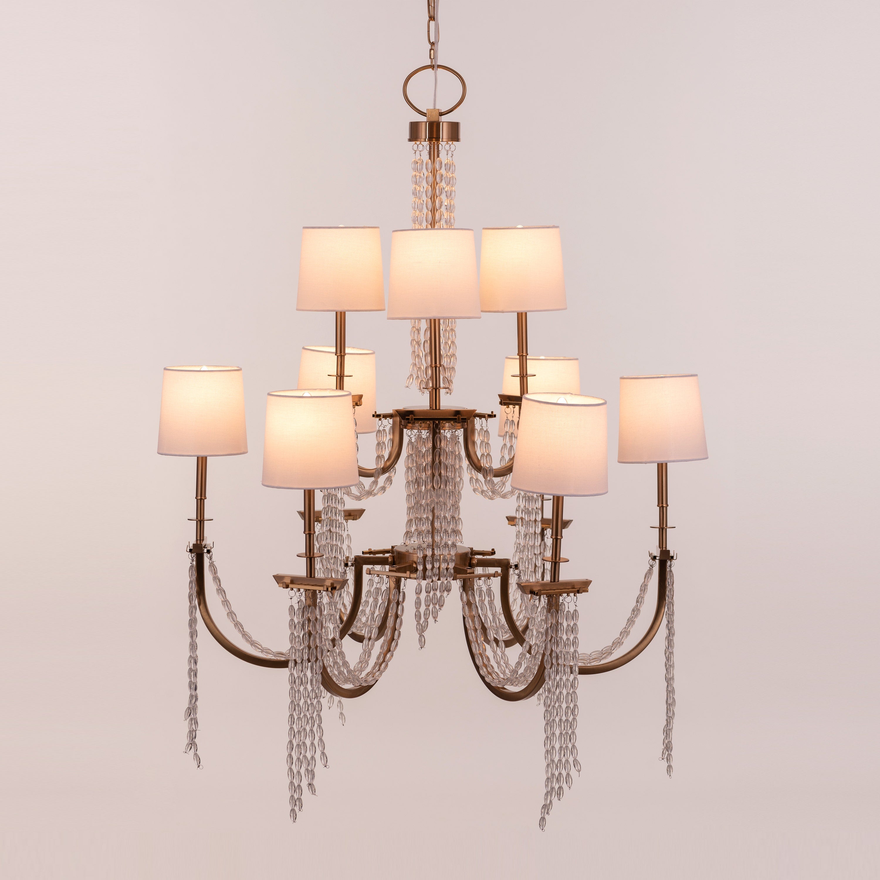 Cupid's Kiss (Gold) Crystal Double Height Chandelier