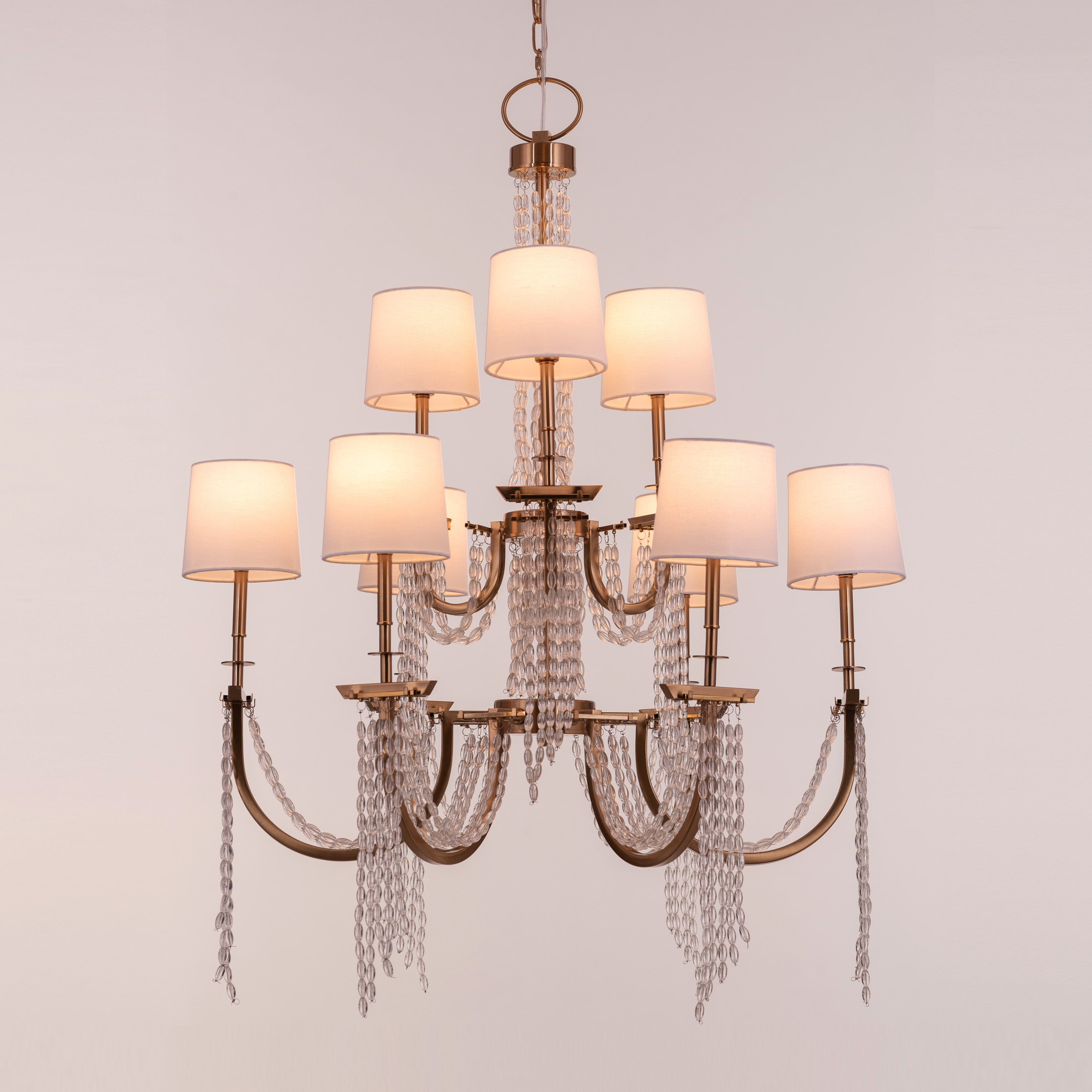 Cupid's Kiss (Gold) Crystal Double Height Chandelier