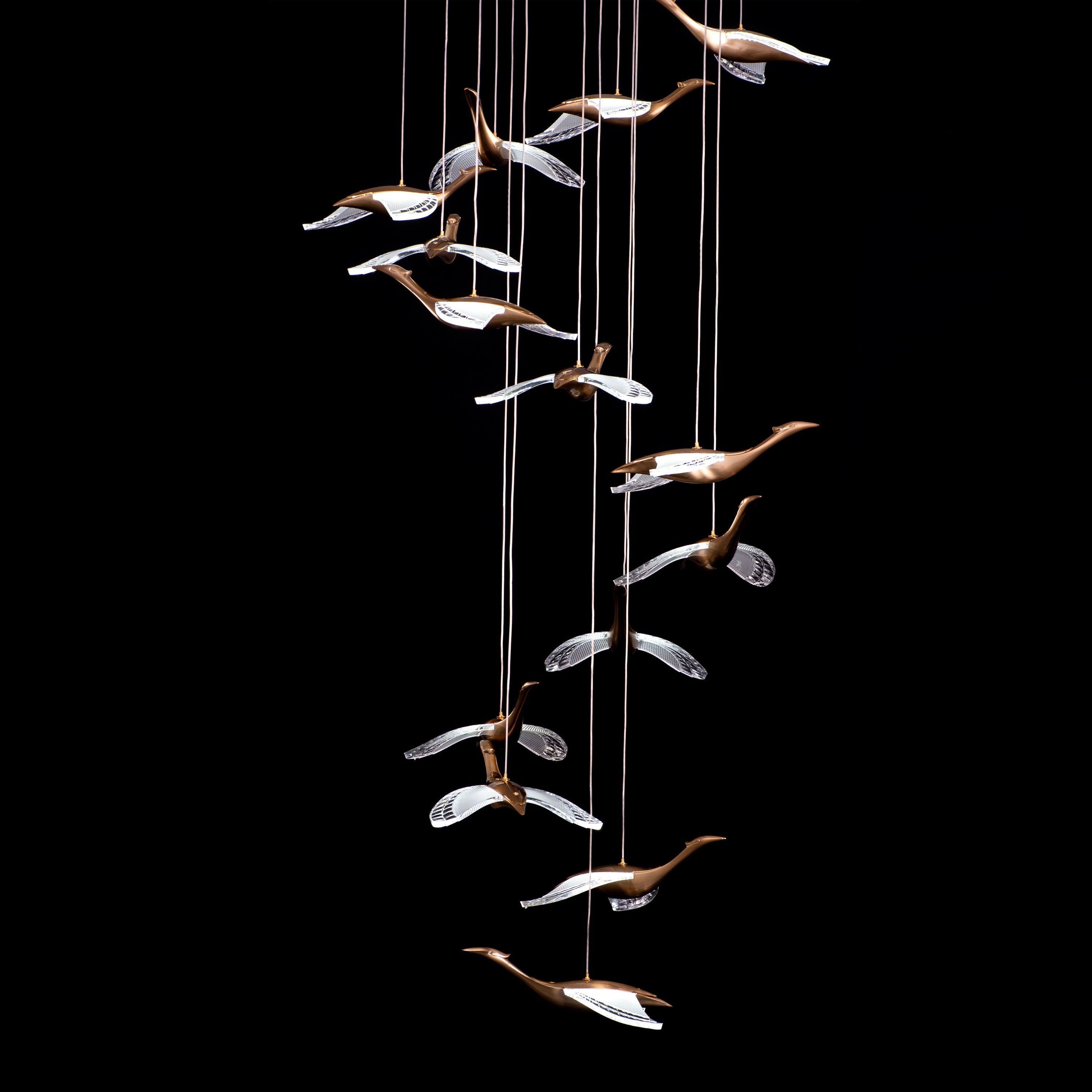 Before I Wake (Large, Gold, Dimmable LED with Remote Control) Double Height Chandelier