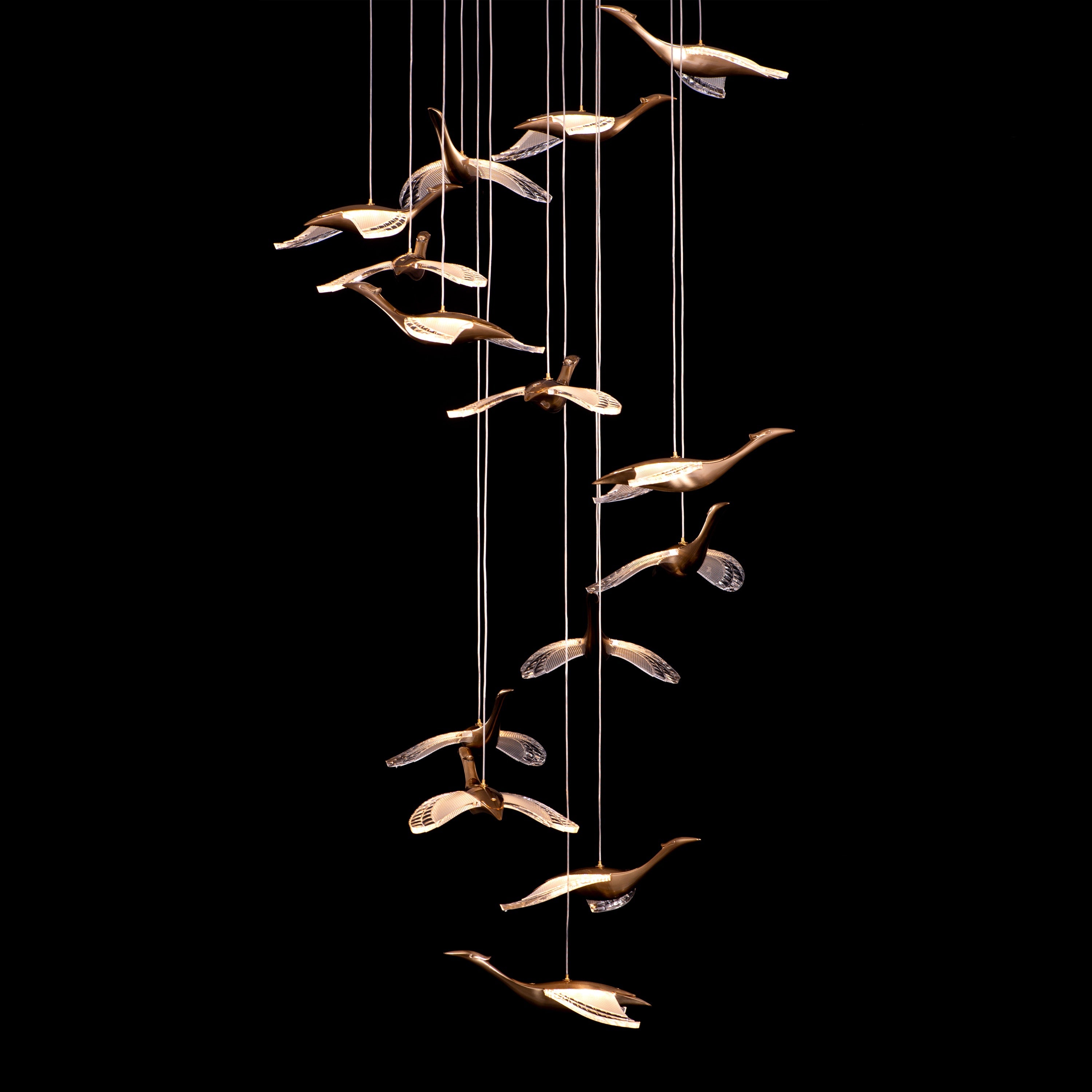 Before I Wake (Large, Gold, Dimmable LED with Remote Control) Double Height Chandelier