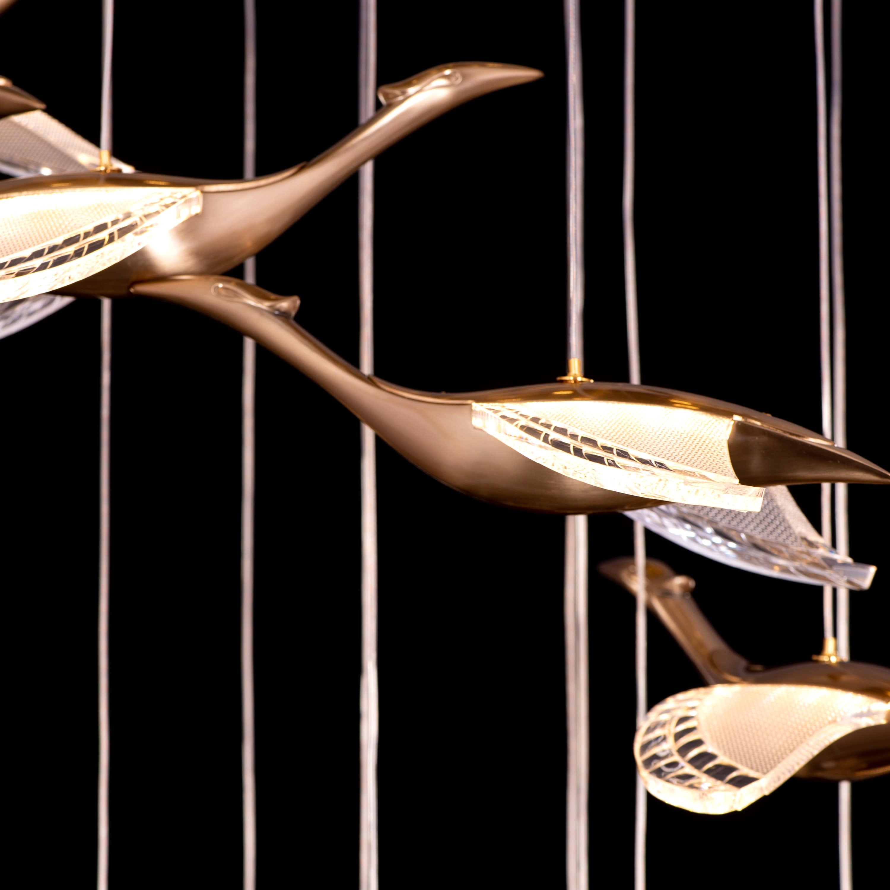 Before I Wake (Large, Gold, Dimmable LED with Remote Control) Double Height Chandelier