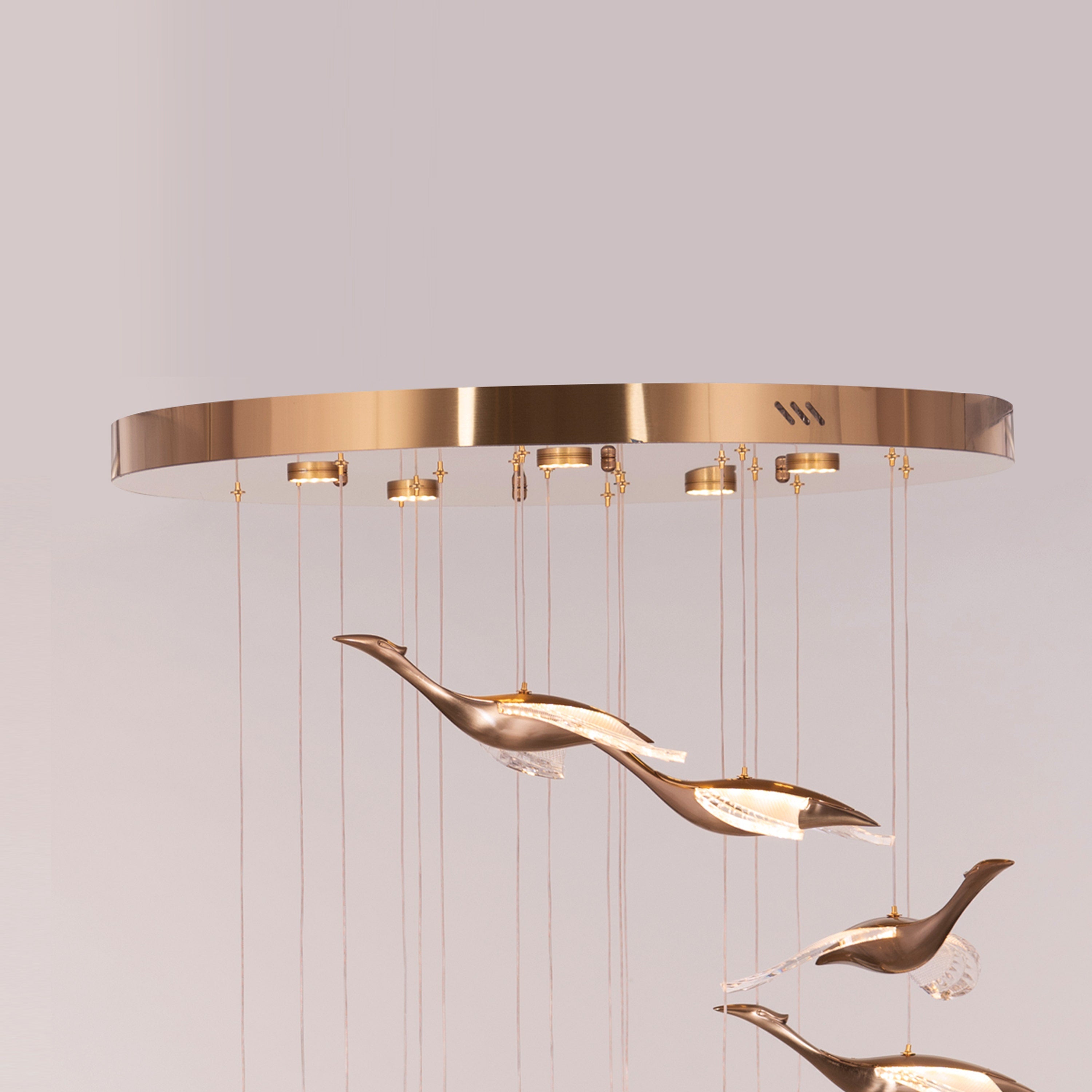 Before I Wake (Large, Gold, Dimmable LED with Remote Control) Double Height Chandelier