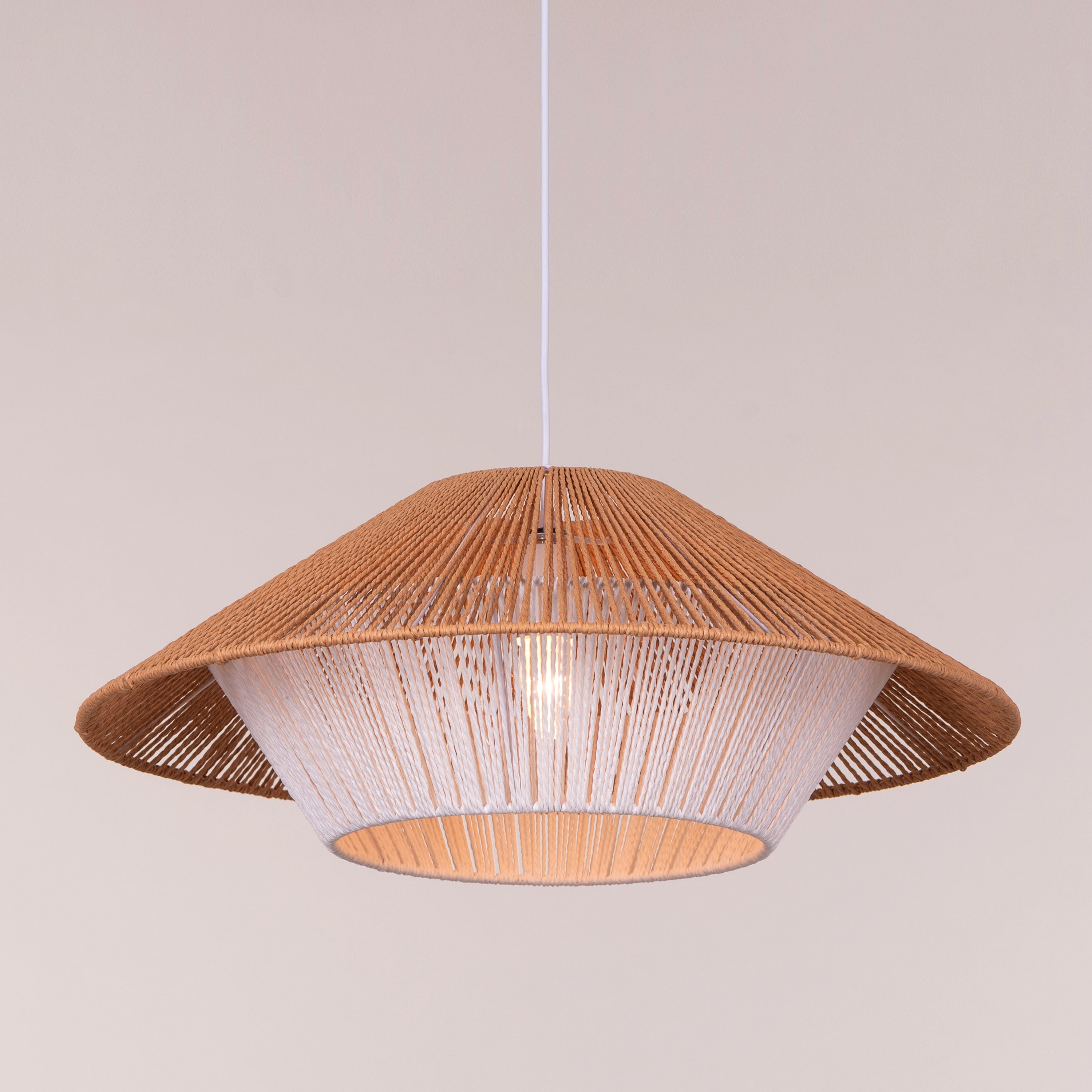 Mean What You Say (Brown, White) Rattan Pendant Light