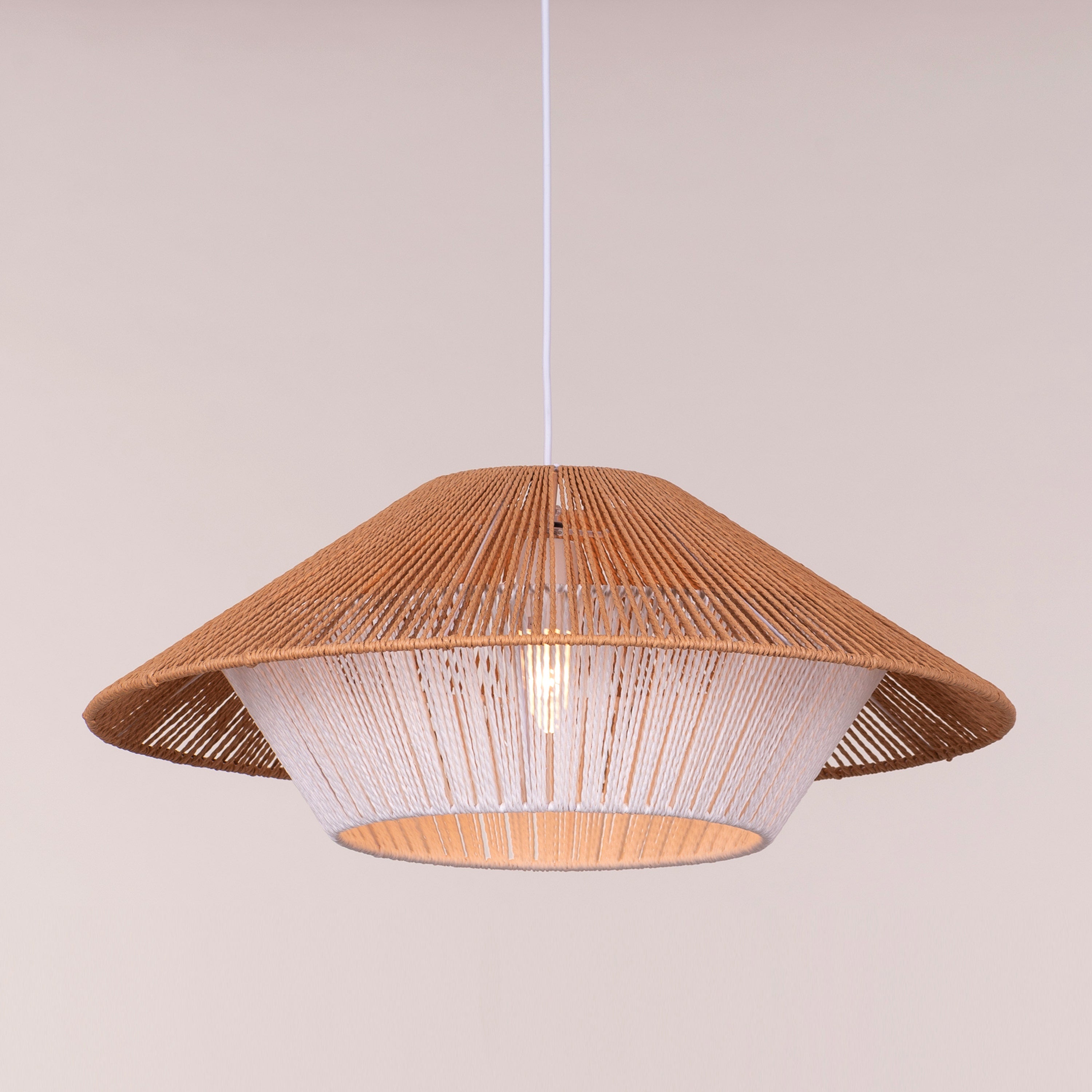 Mean What You Say (Brown, White) Rattan Pendant Light