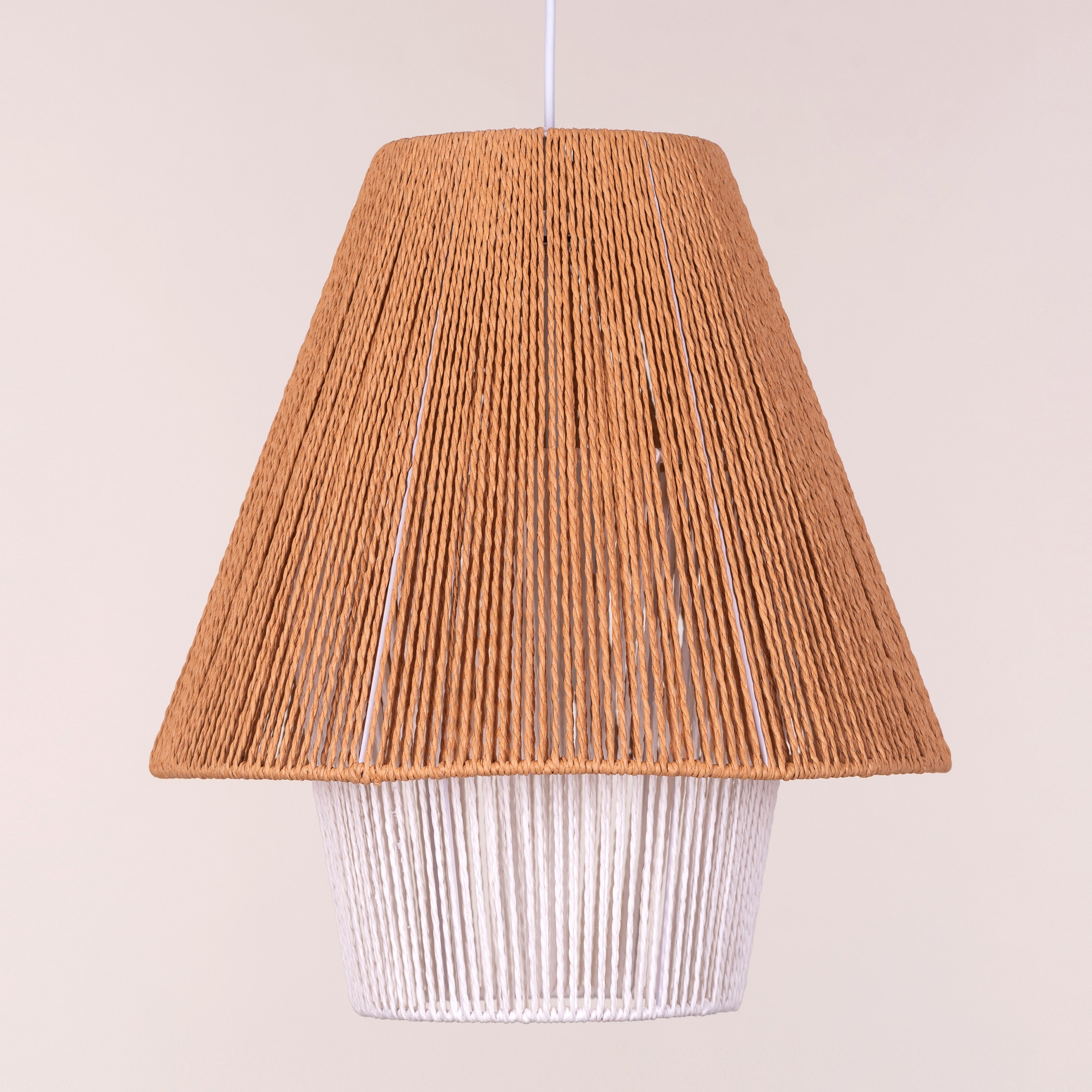 Say What You Mean (Brown, White) Rattan Pendant Light