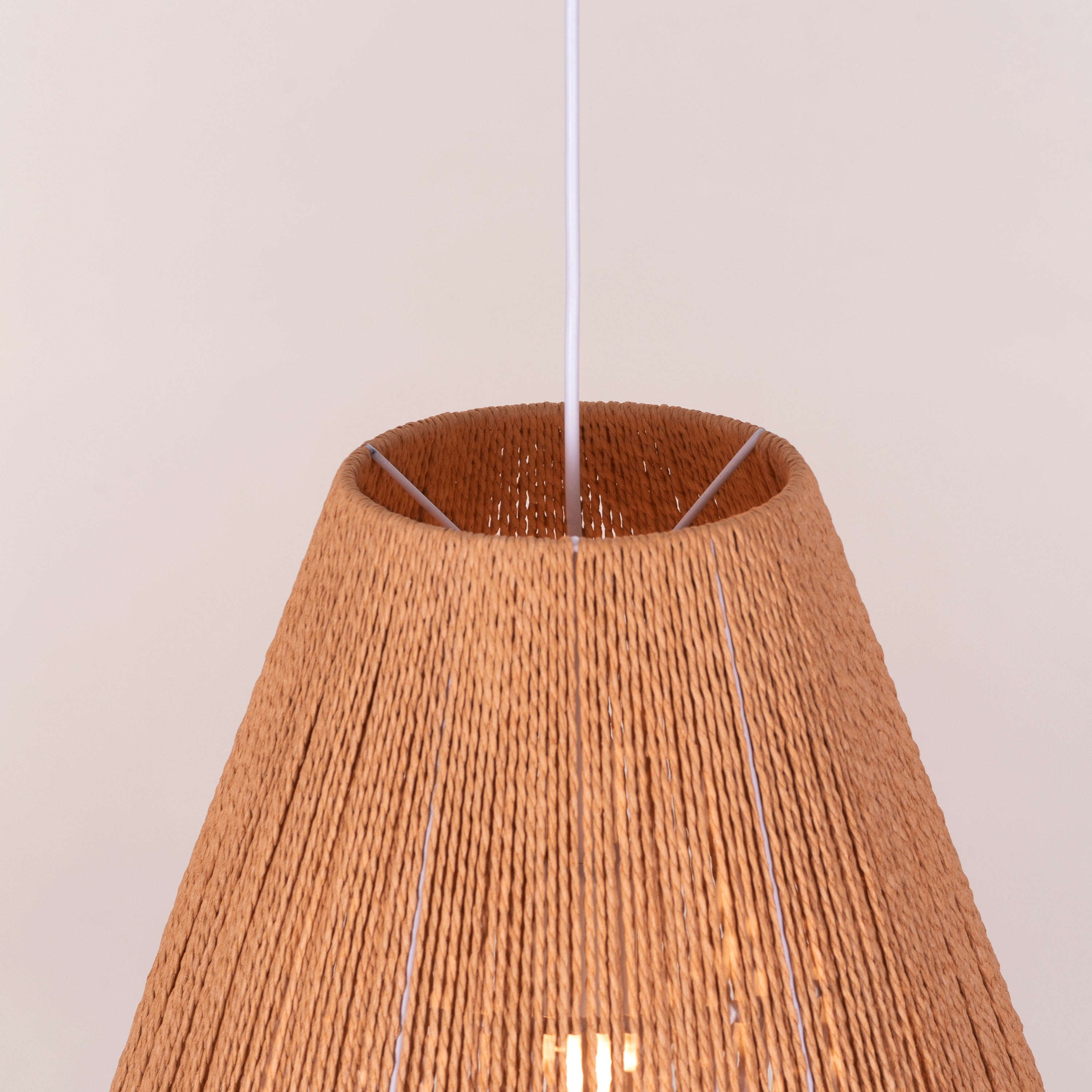 Say What You Mean (Brown, White) Rattan Pendant Light
