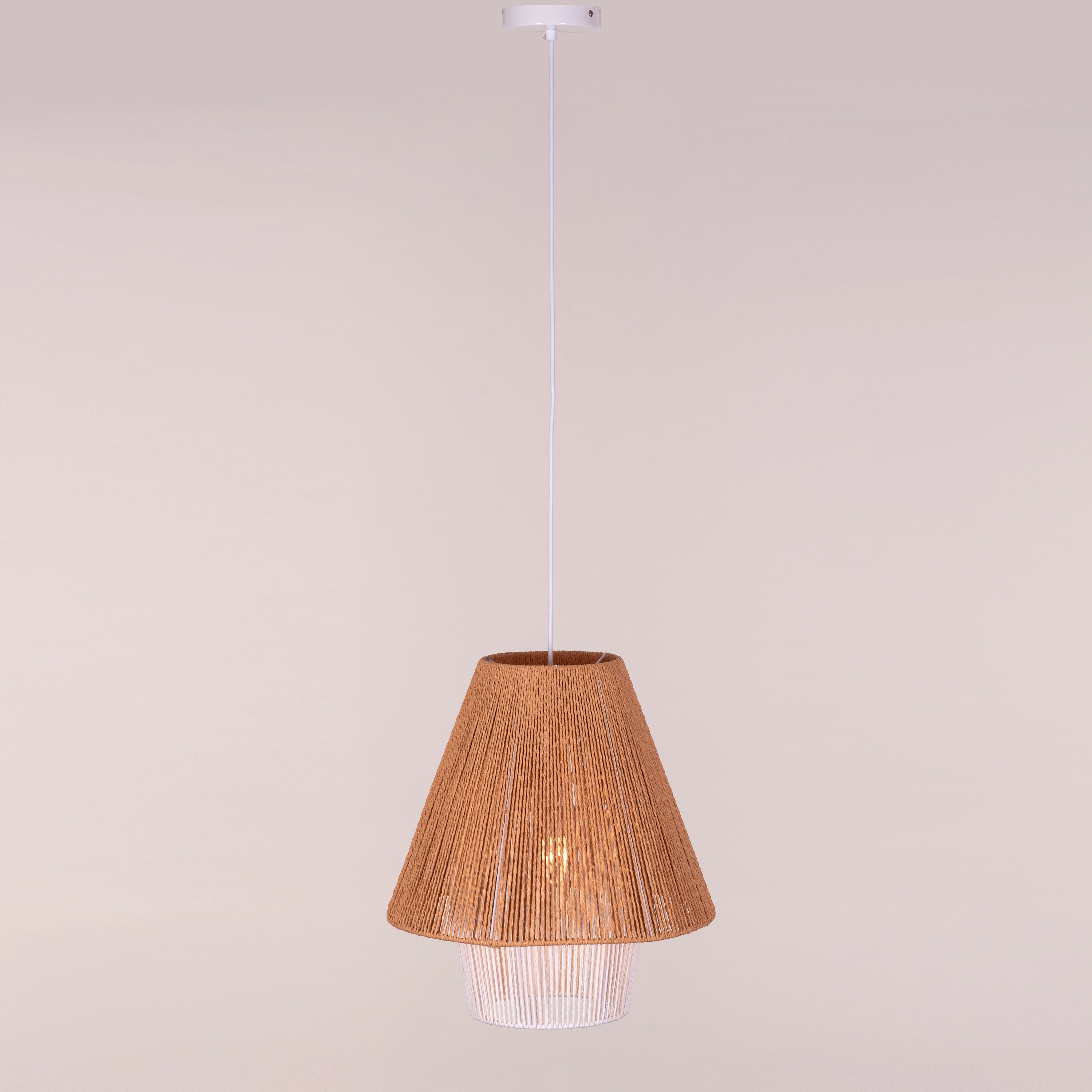 Say What You Mean (Brown, White) Rattan Pendant Light
