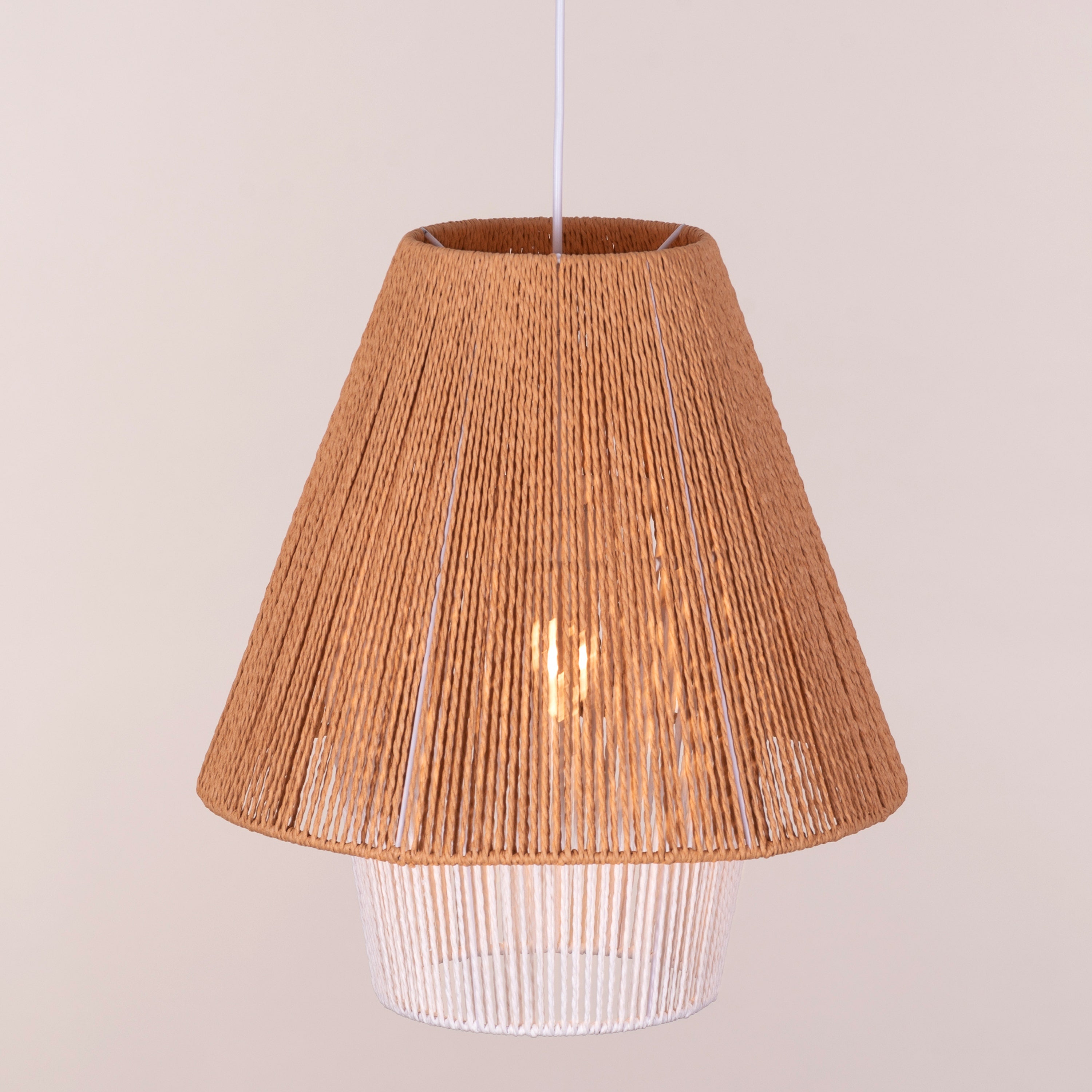 Say What You Mean (Brown, White) Rattan Pendant Light