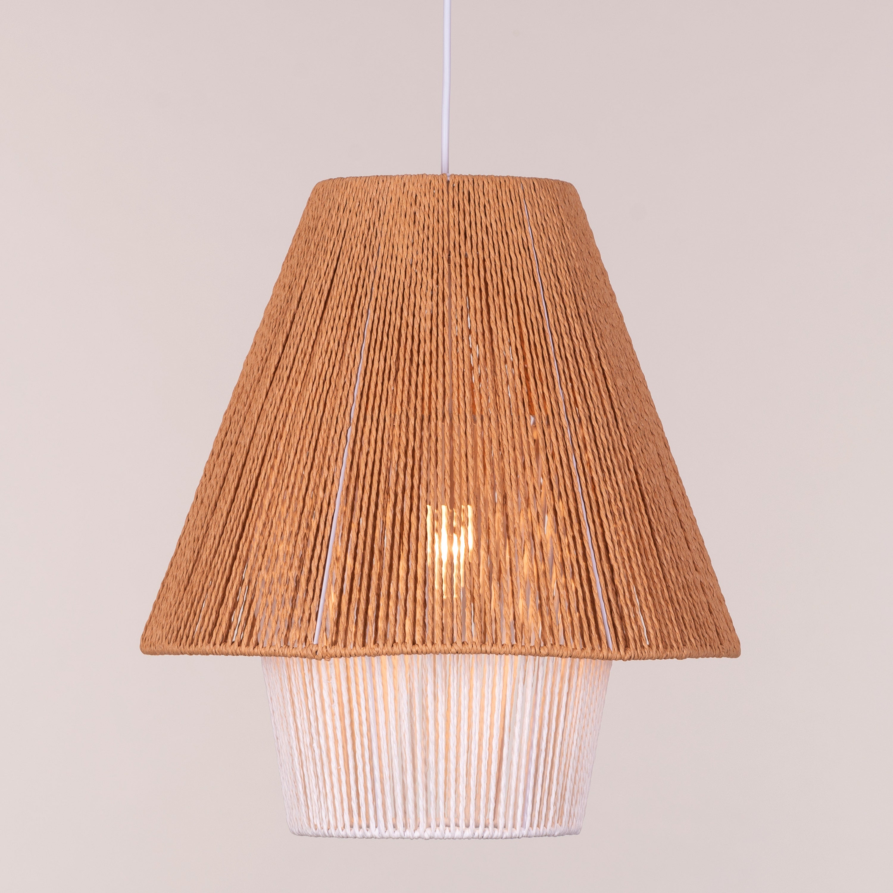 Say What You Mean (Brown, White) Rattan Pendant Light