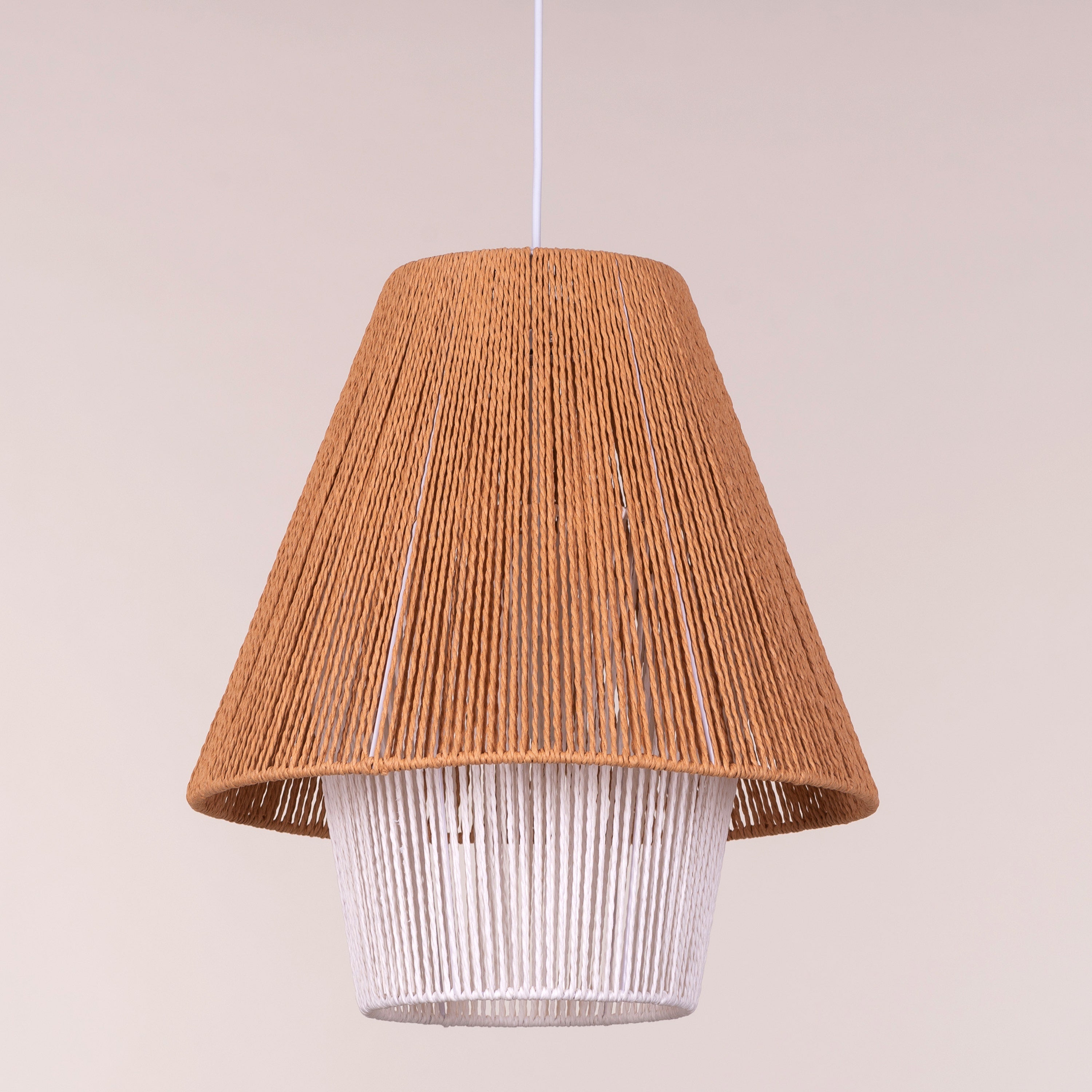 Say What You Mean (Brown, White) Rattan Pendant Light