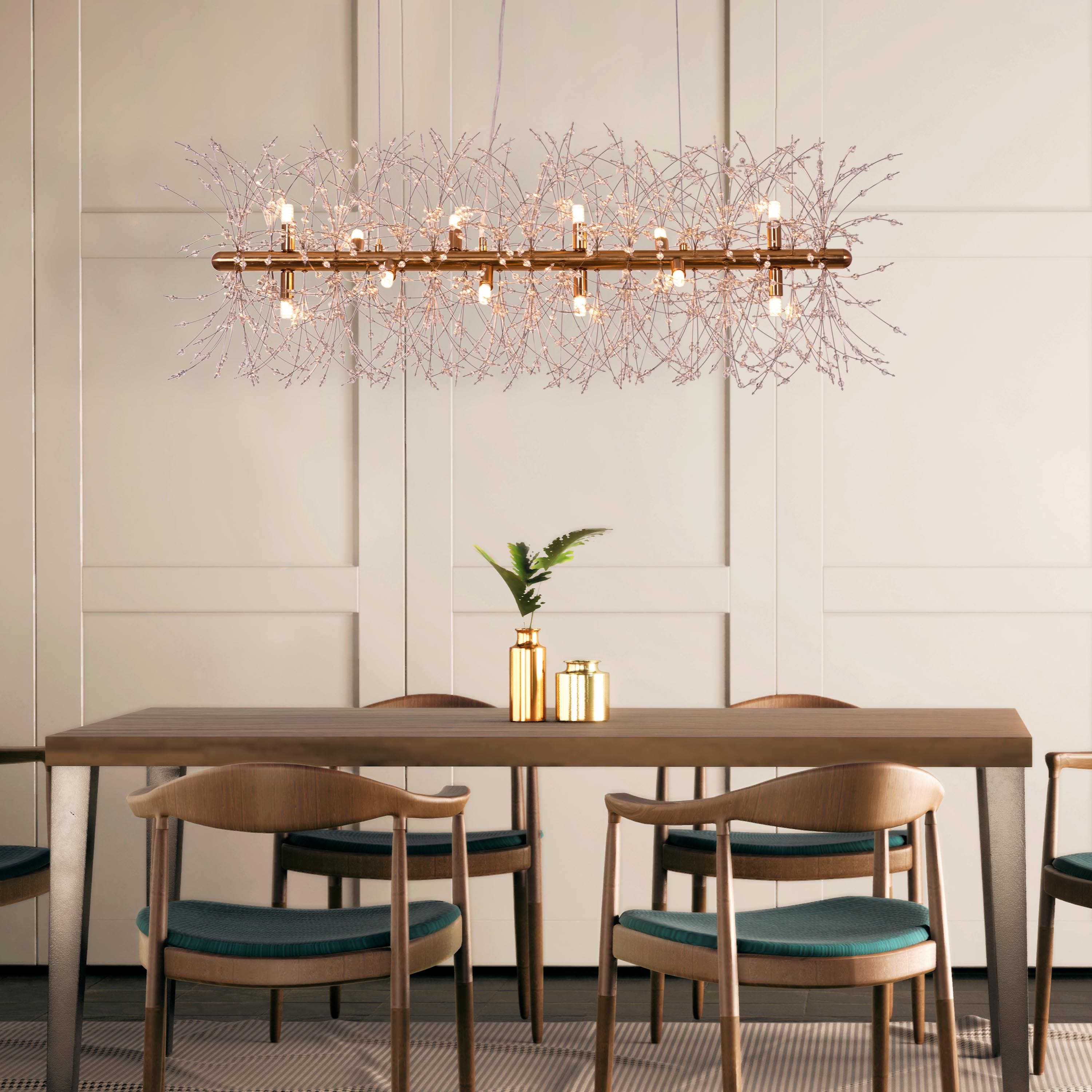 Touch The Clouds (Medium, Rectangular, Gold) Crystal Chandelier