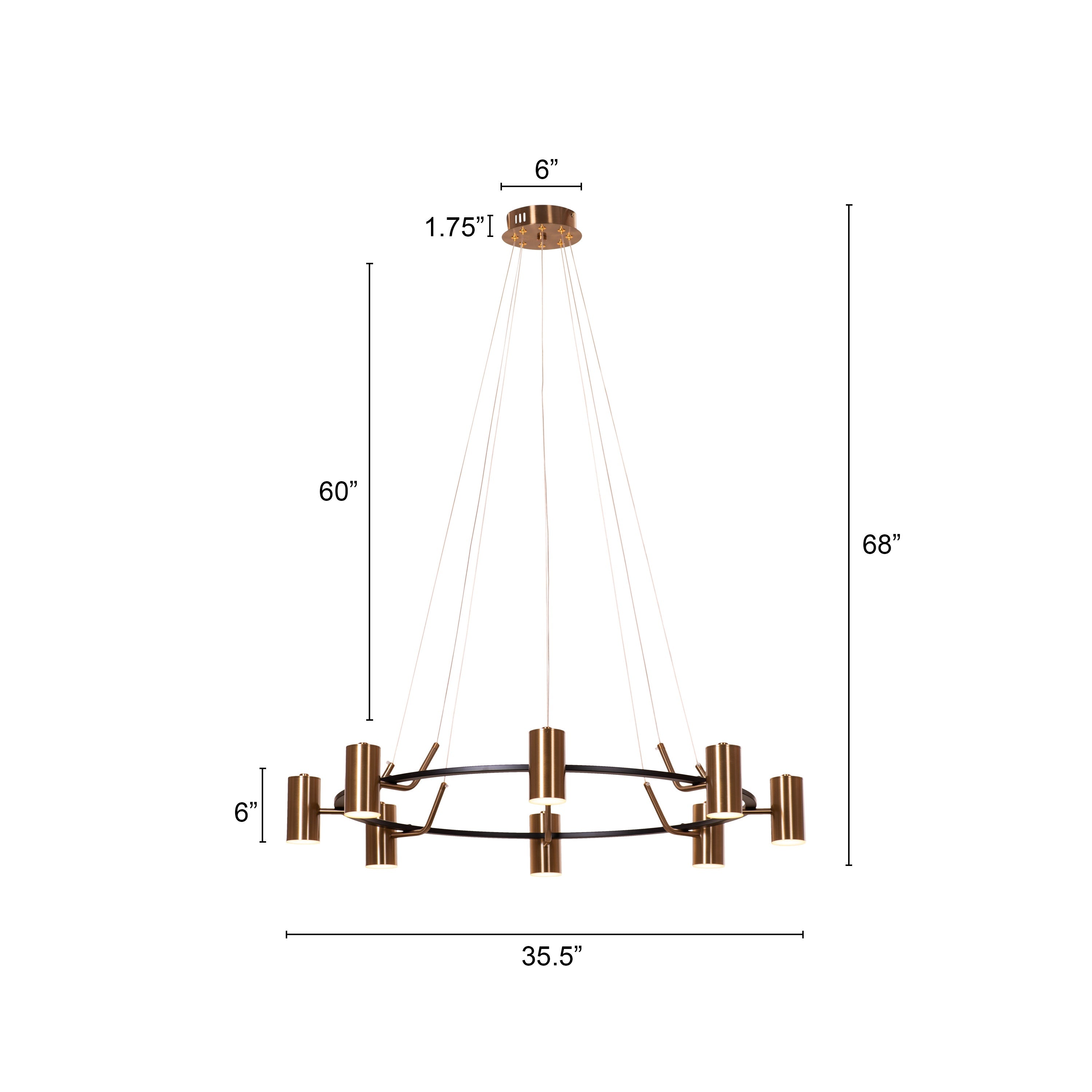 Alive On Grid Power (Large, Gold, Dimmable LED with Remote Control) Chandelier