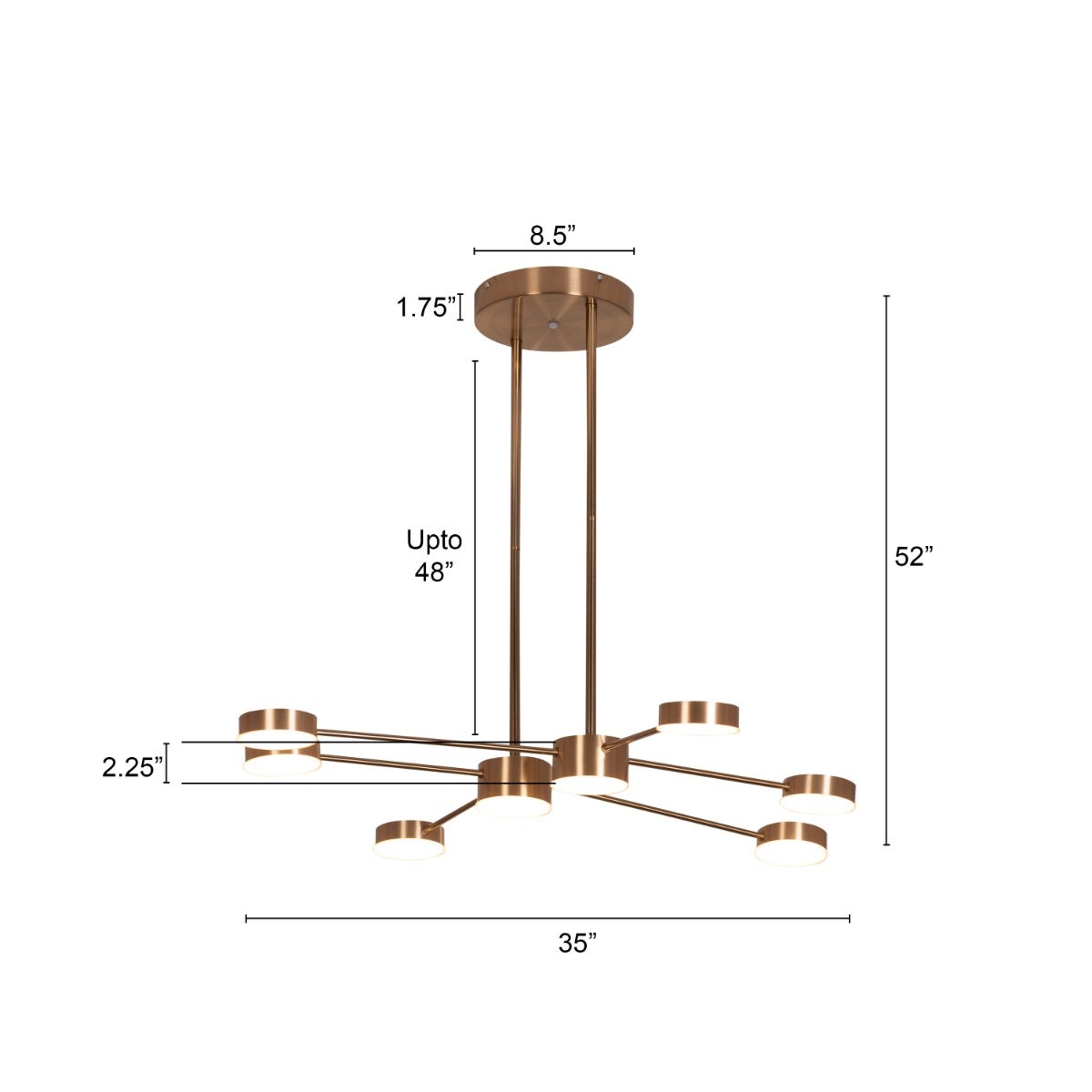 Walk On By (Large, Gold, Dimmable LED with Remote Control) Ceiling Chandelier