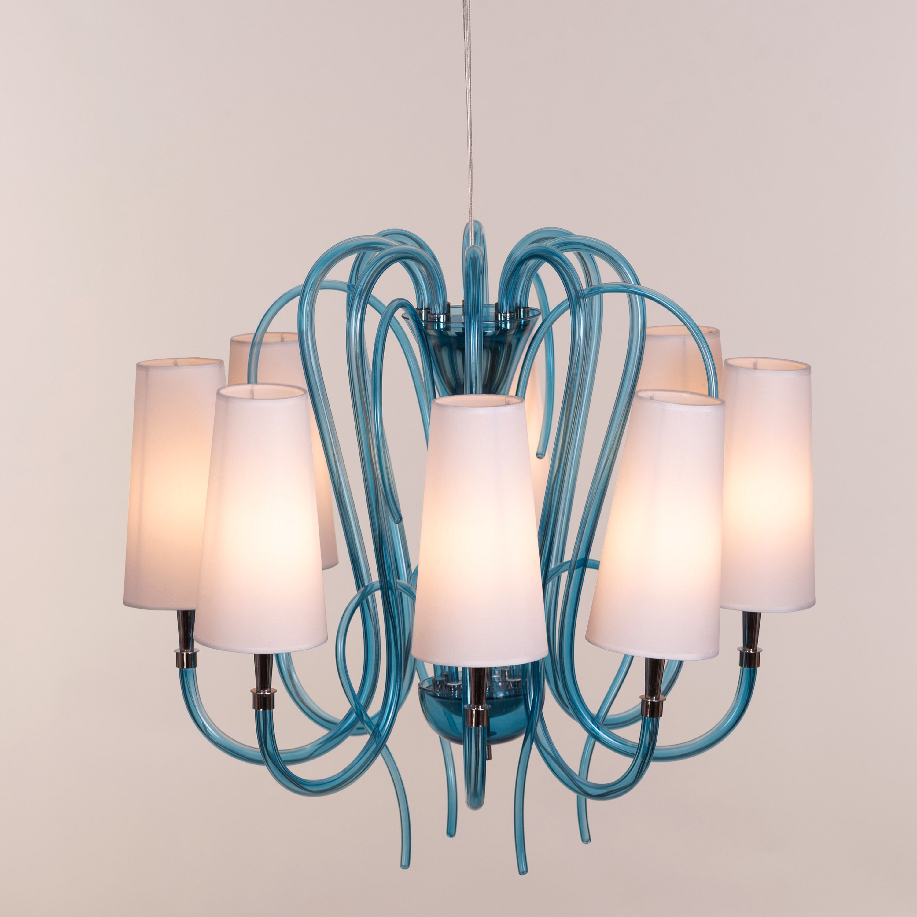 Lunch In London (Blue, White) Glass Chandelier