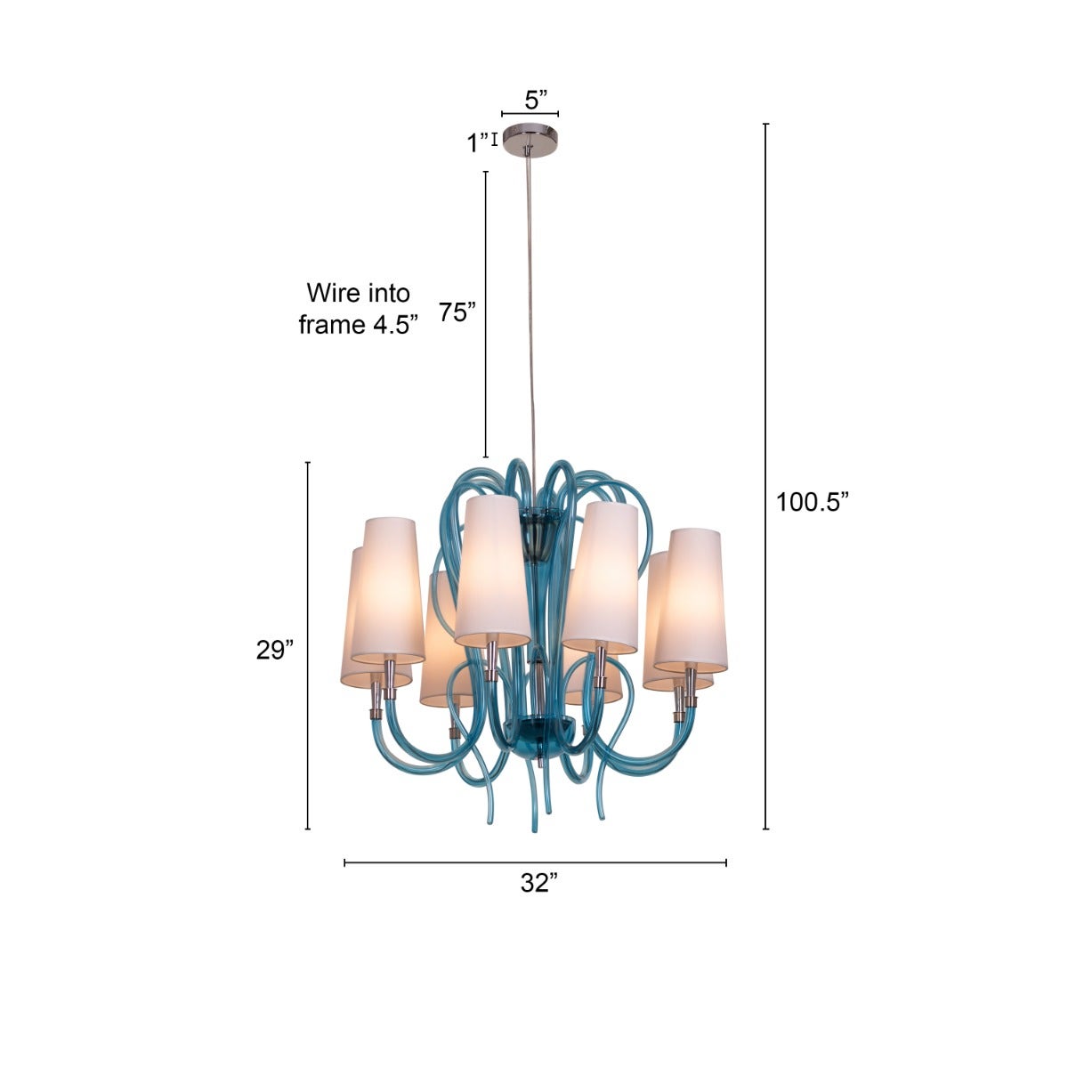 Lunch In London (Blue, White) Glass Chandelier