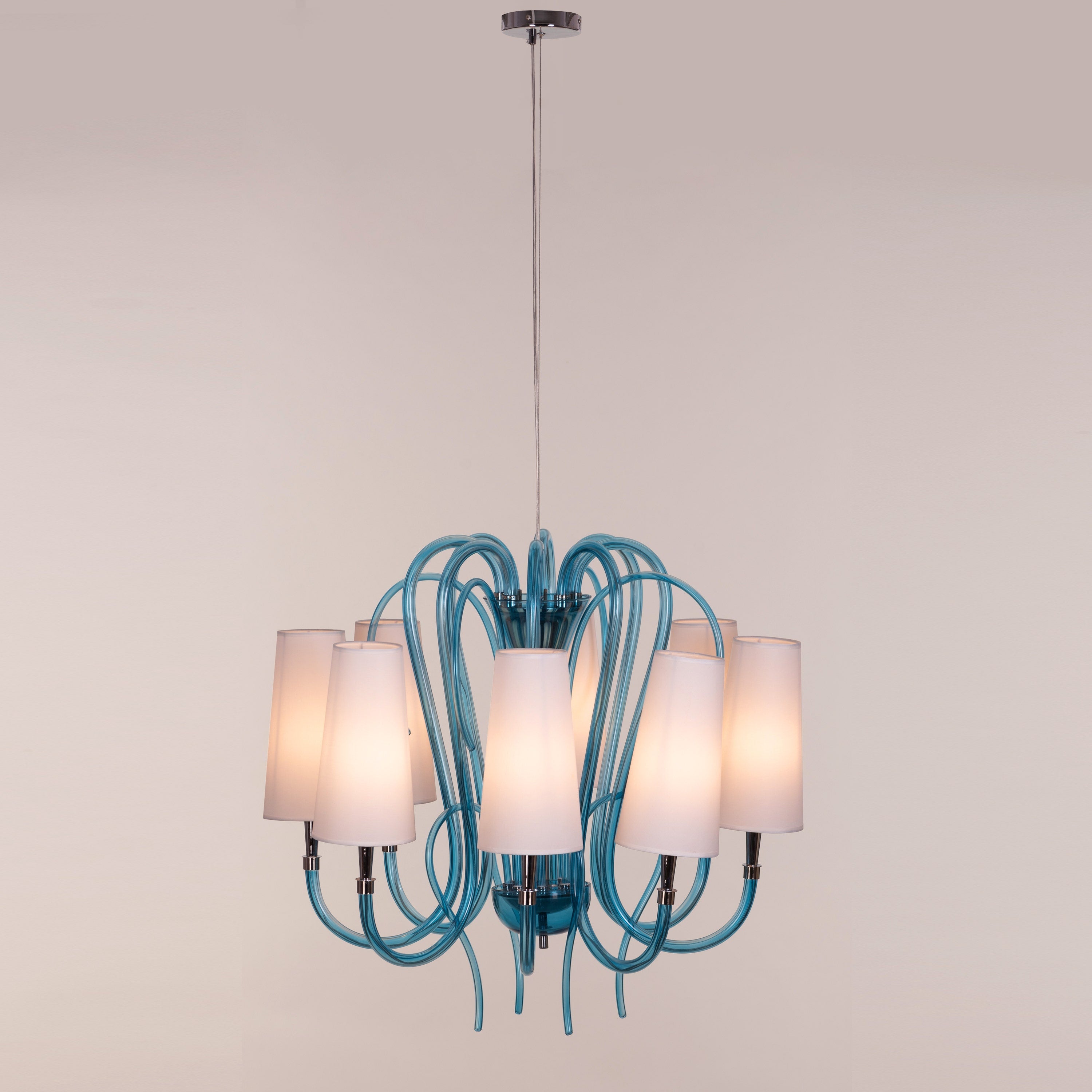 Lunch In London (Blue, White) Glass Chandelier