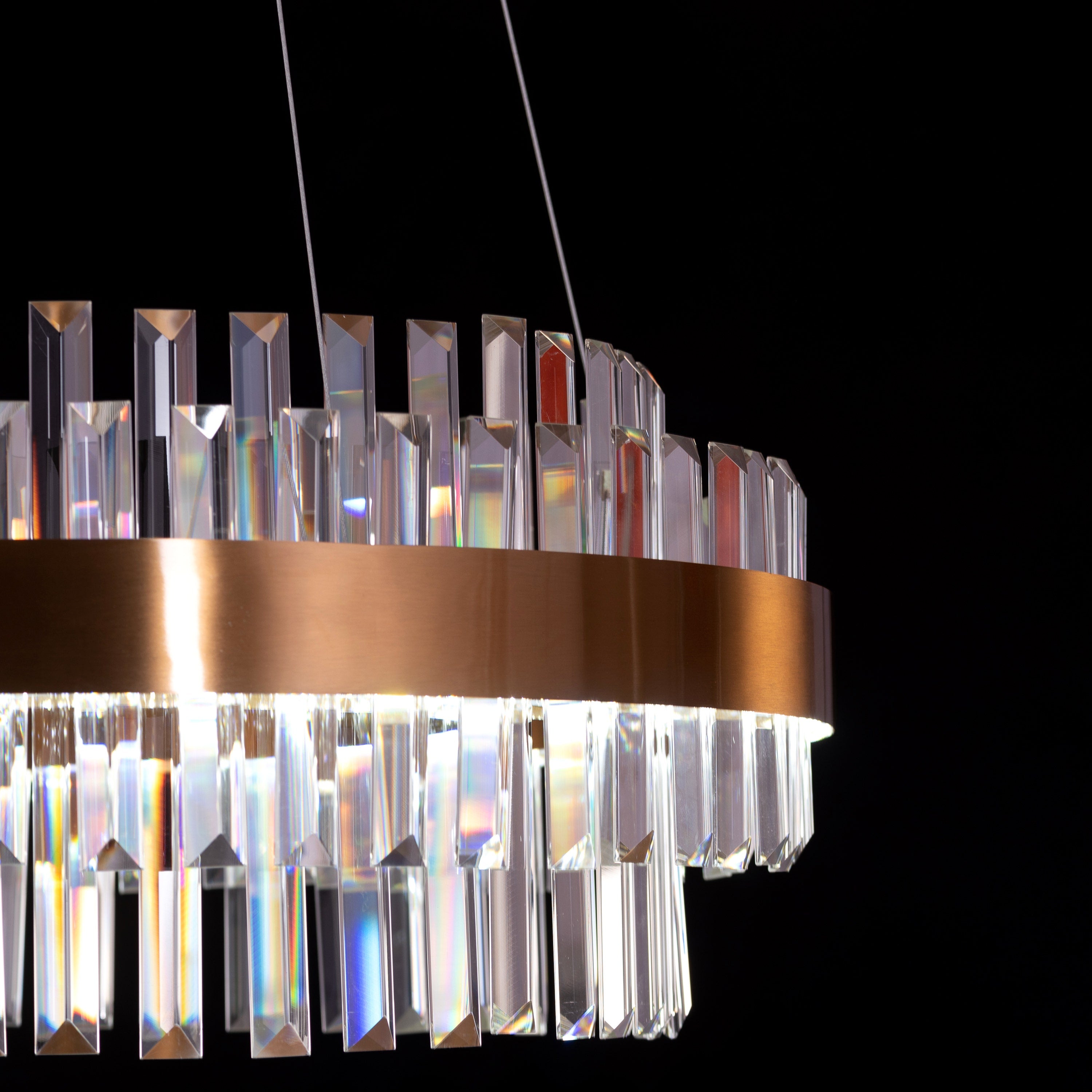 Love In Lisbon (Medium, Gold, Dimmable LED with Remote Control) Crystal Chandelier