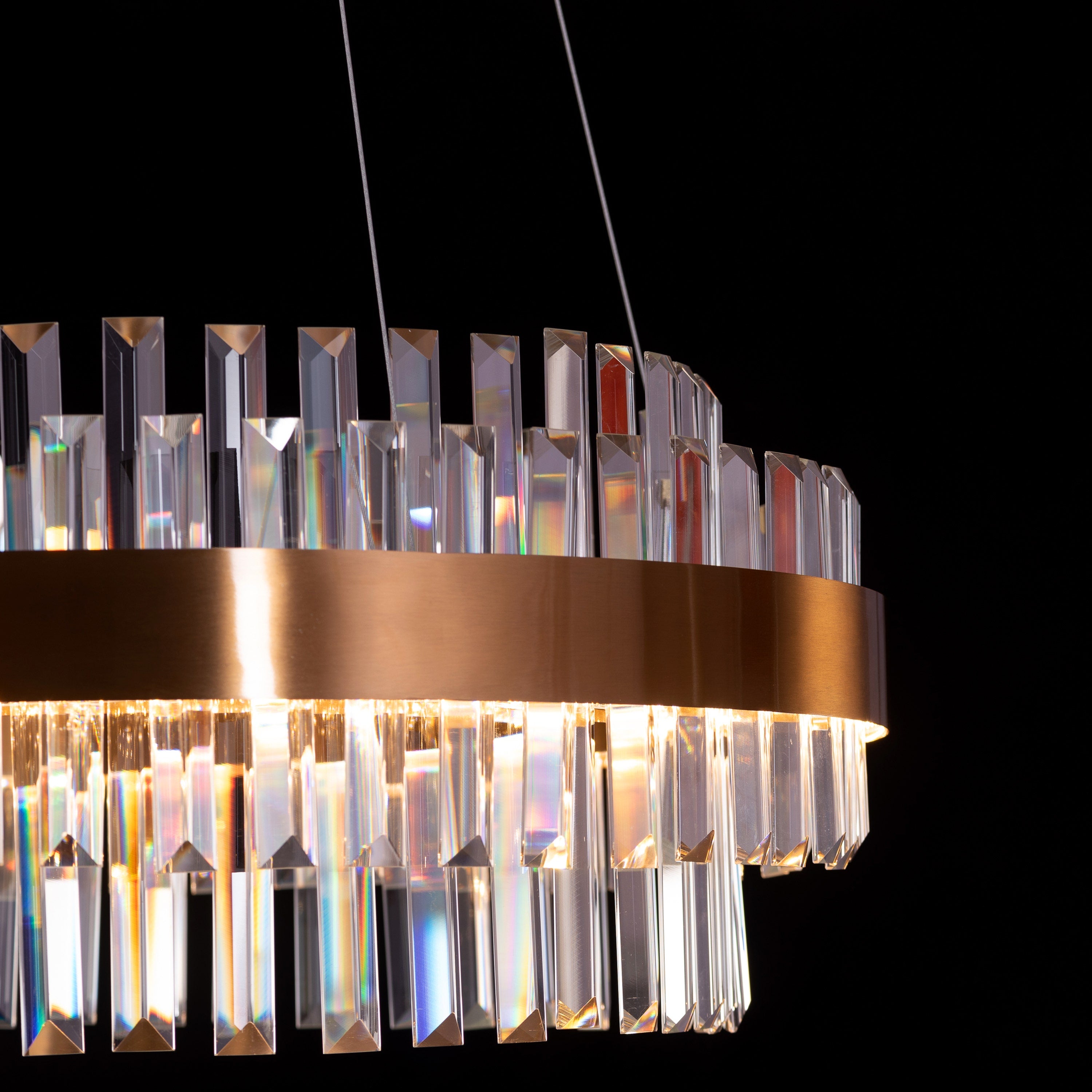 Love In Lisbon (Medium, Gold, Dimmable LED with Remote Control) Crystal Chandelier