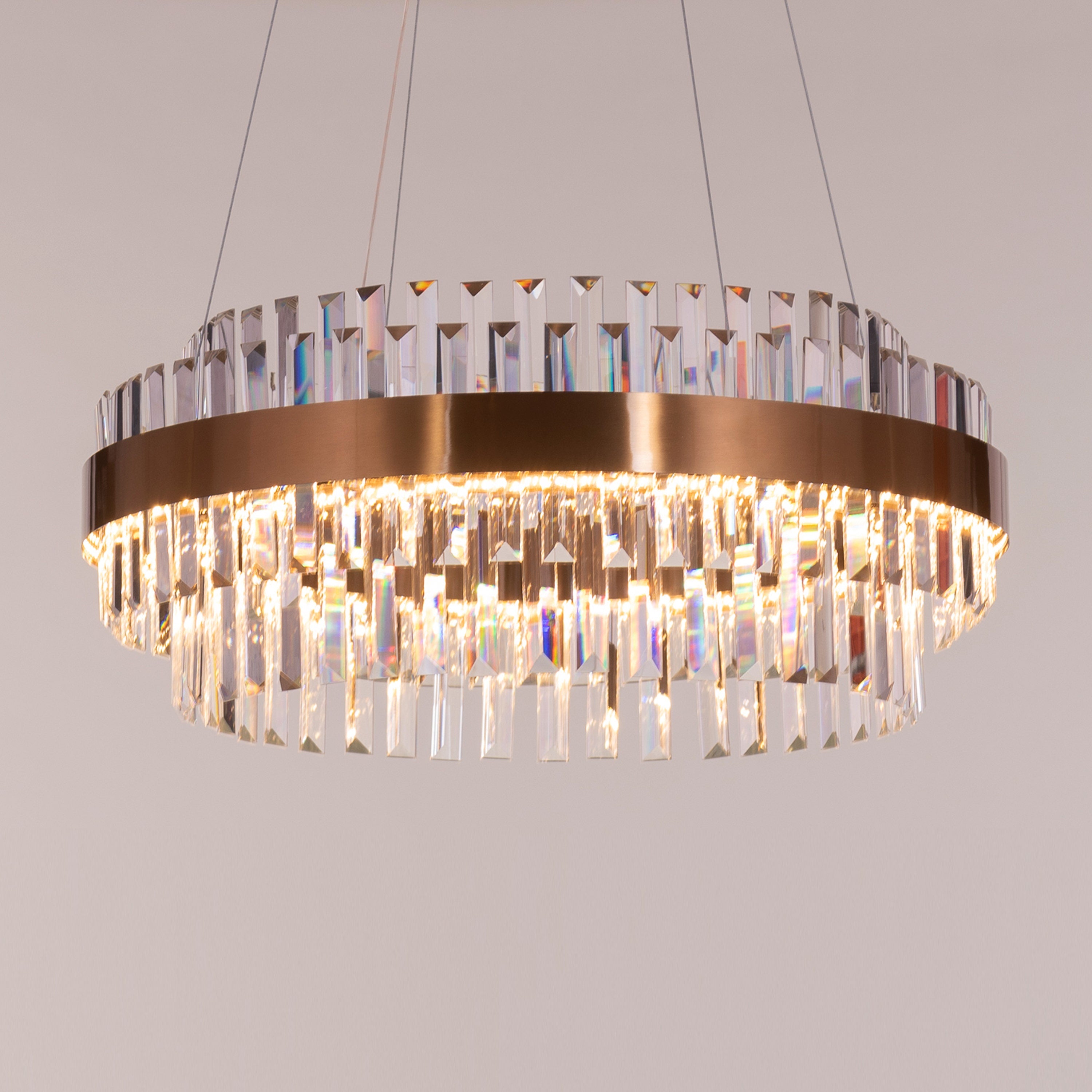 Love In Lisbon (Medium, Gold, Dimmable LED with Remote Control) Crystal Chandelier