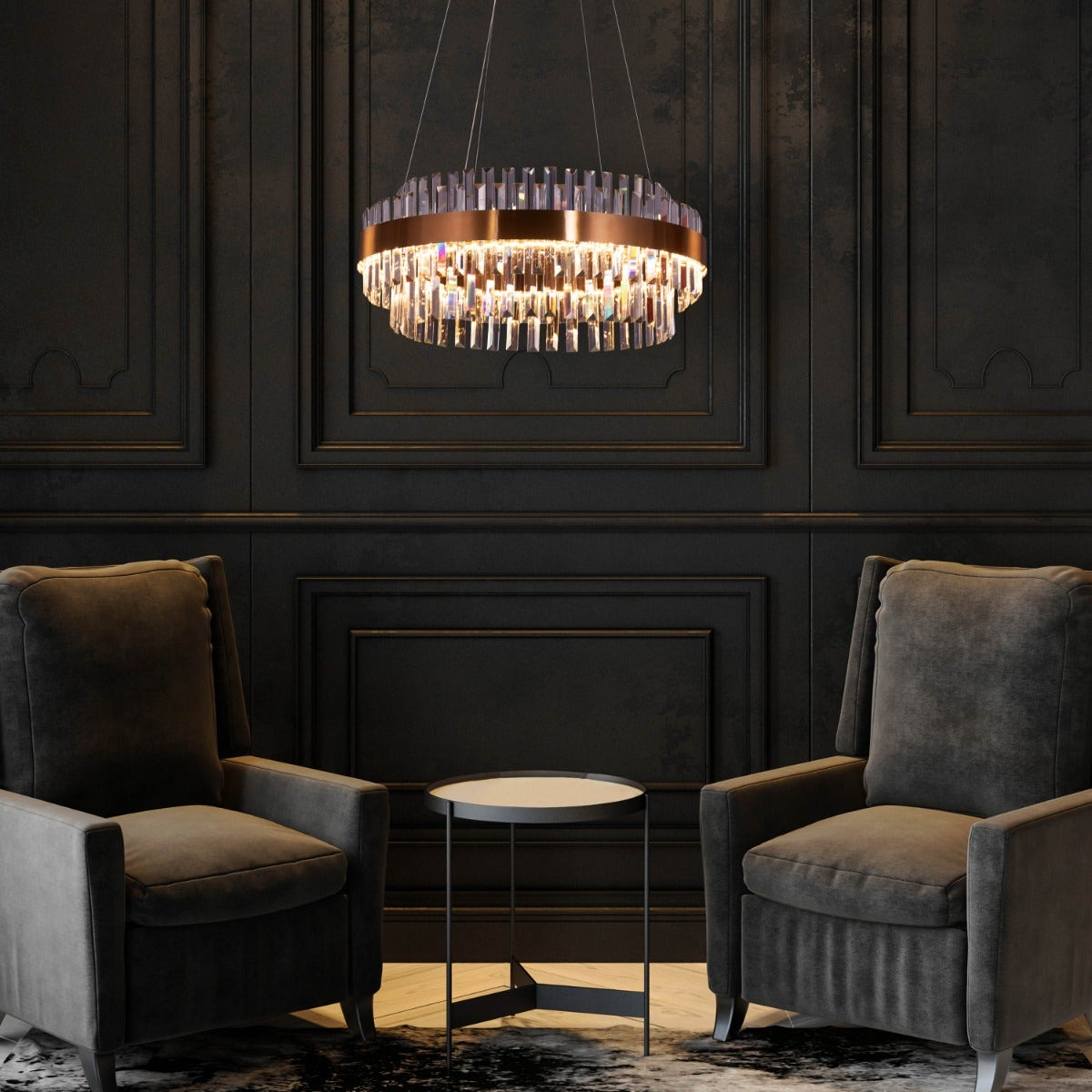 Love In Lisbon (Medium, Gold, Dimmable LED with Remote Control) Crystal Chandelier