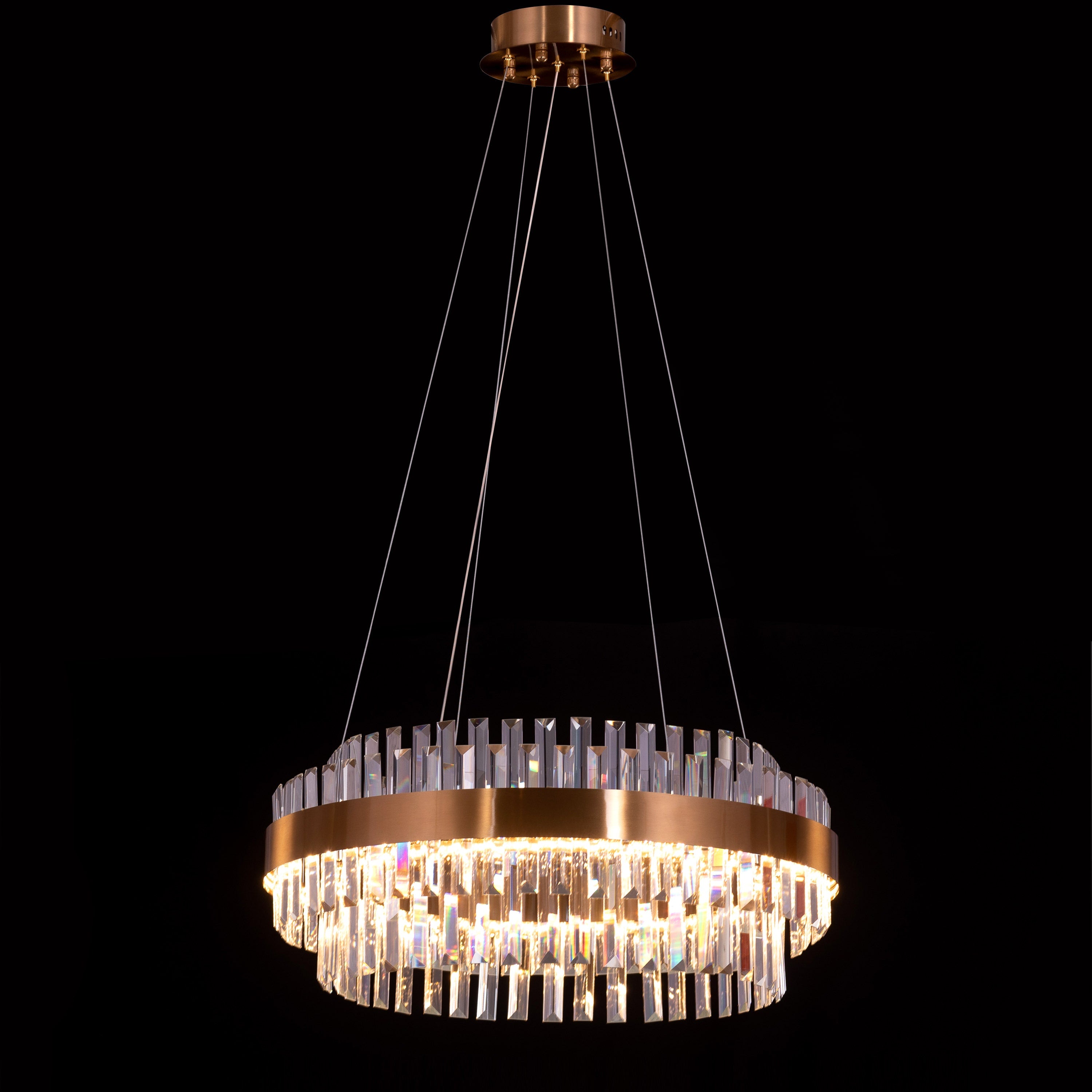 Love In Lisbon (Medium, Gold, Dimmable LED with Remote Control) Crystal Chandelier