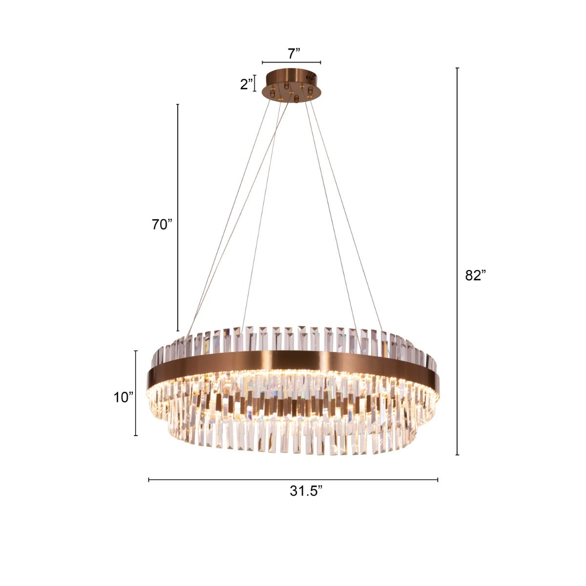 Love In Lisbon (Large, Gold, Dimmable LED with Remote Control) Crystal Chandelier