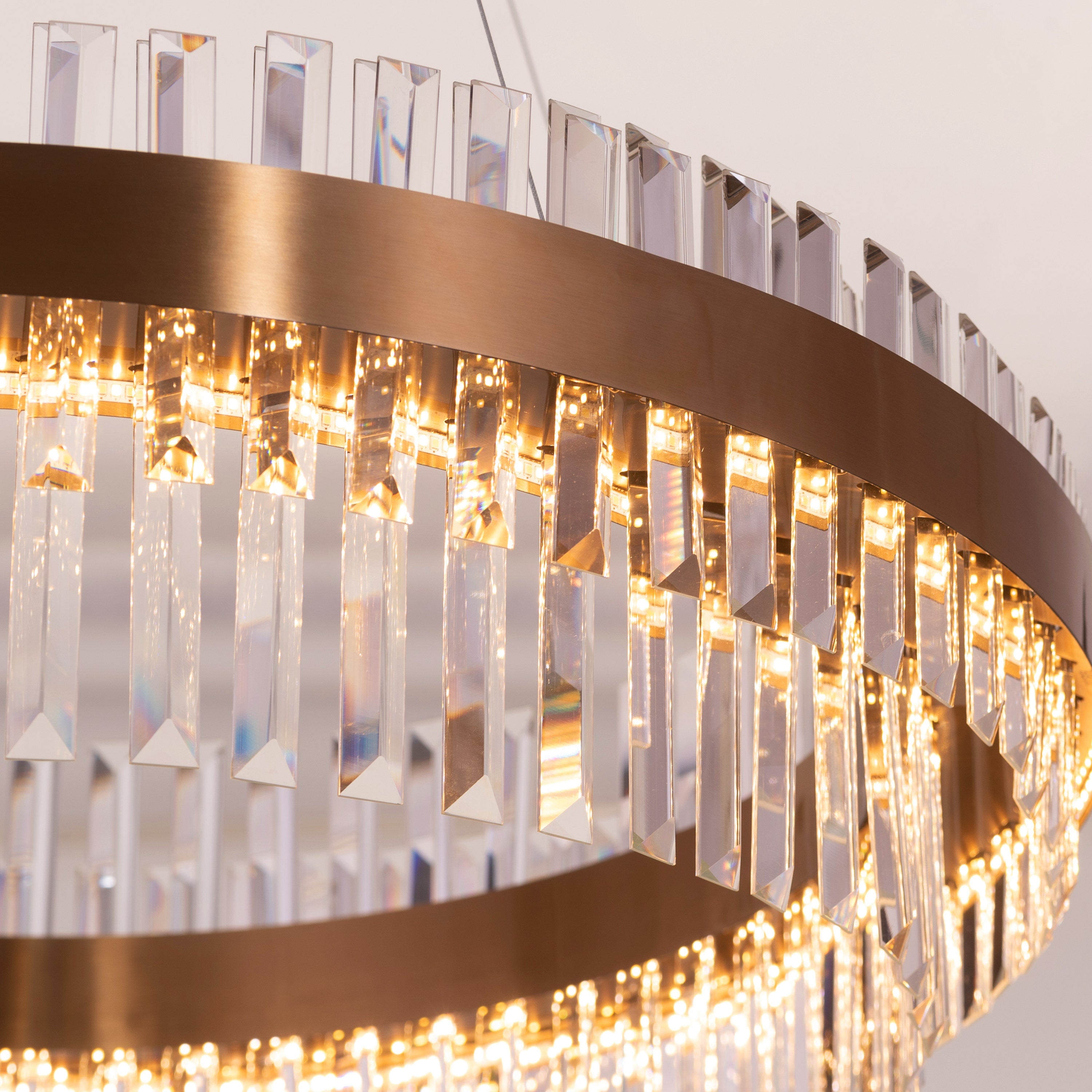 Love In Lisbon (Large, Gold, Dimmable LED with Remote Control) Crystal Chandelier
