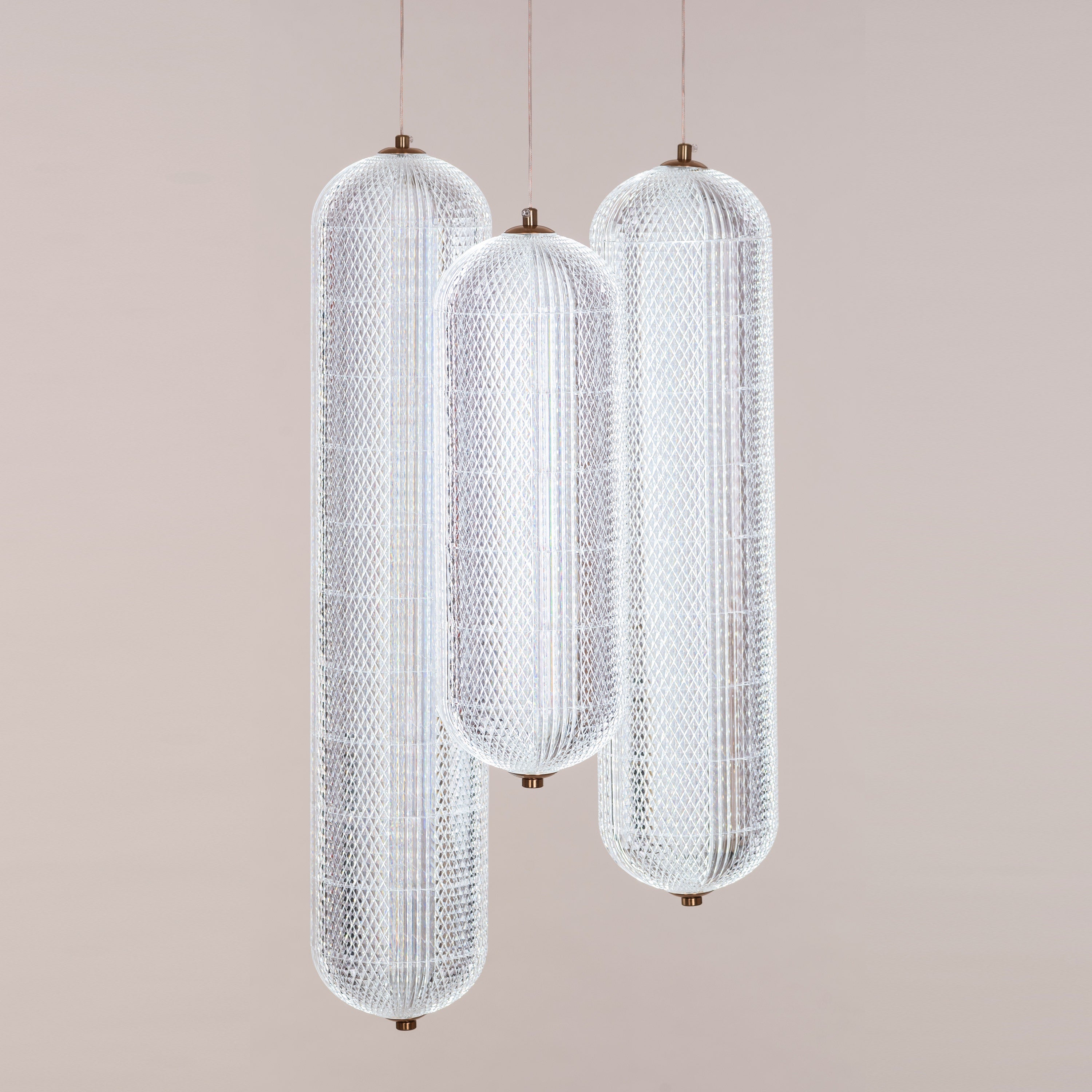 Yellow Diamond (3 Head, Dimmable LED with Remote Control) Acrylic Textured Chandelier