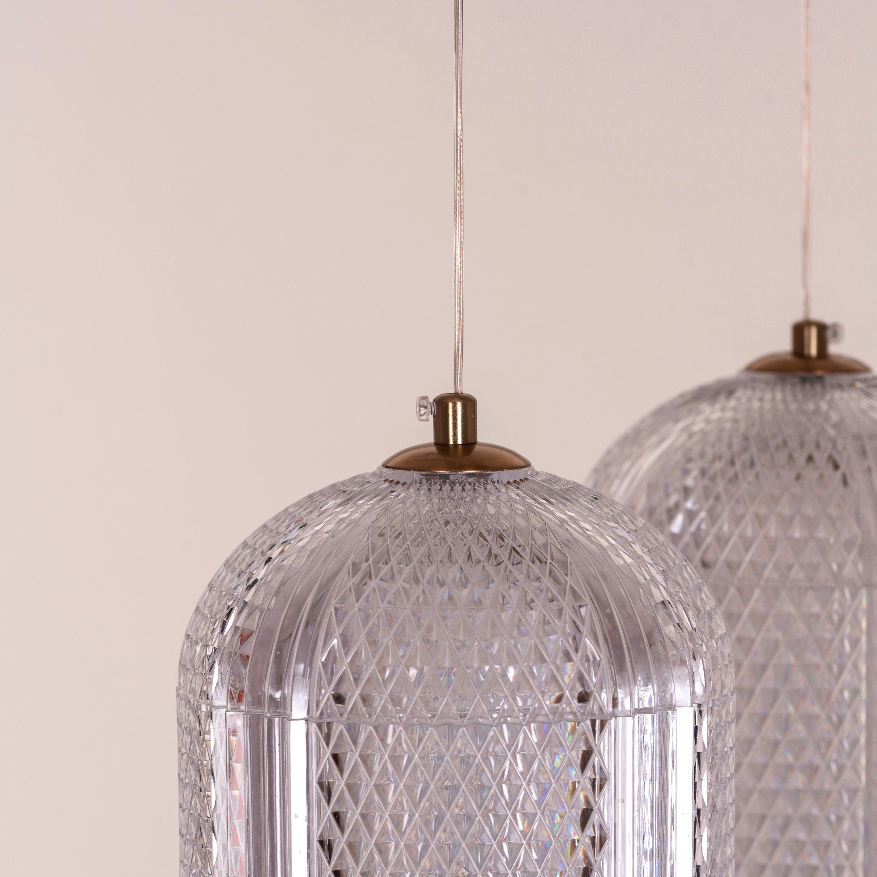 Yellow Diamond (3 Head, Dimmable LED with Remote Control) Acrylic Textured Chandelier