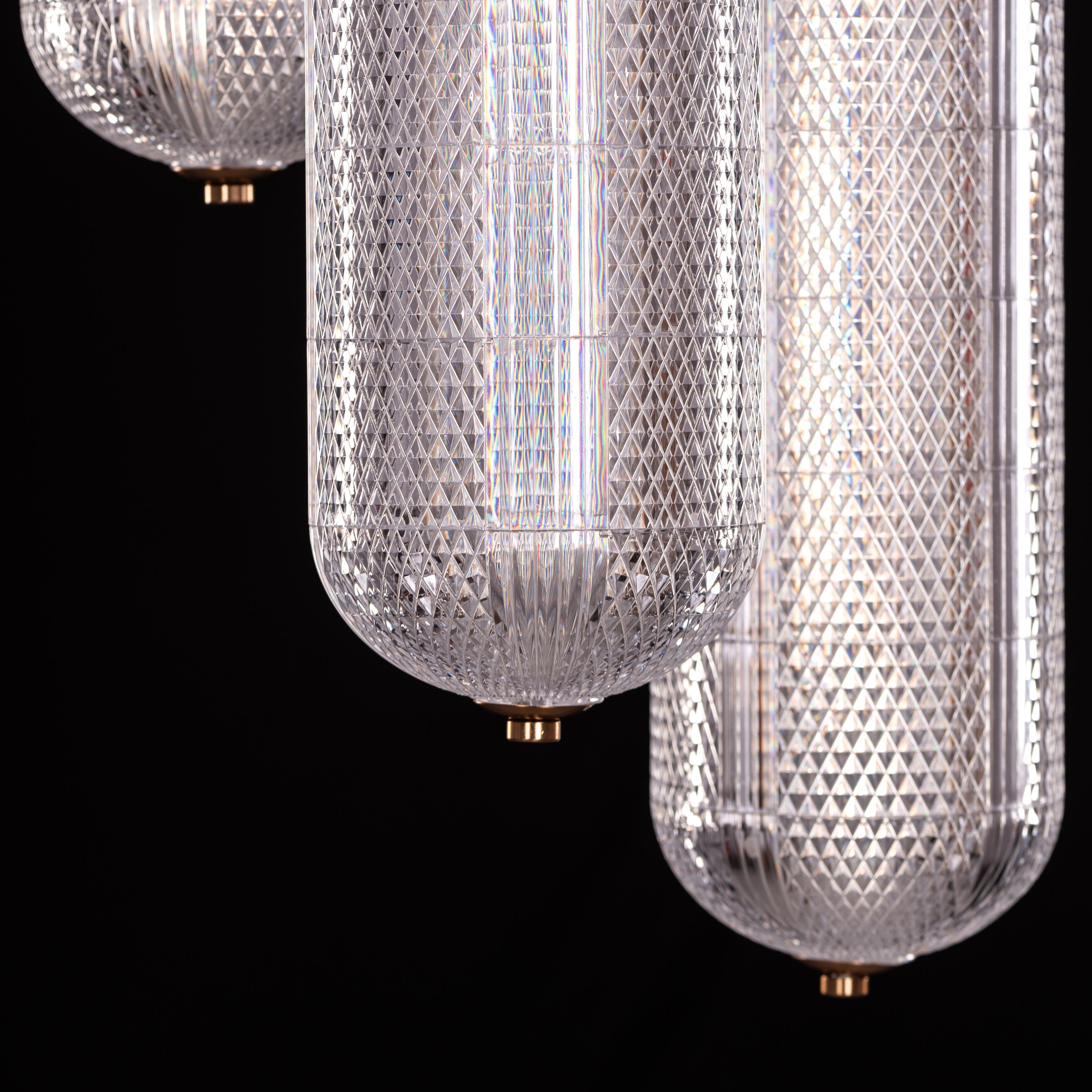 Yellow Diamond (3 Head, Dimmable LED with Remote Control) Acrylic Textured Chandelier