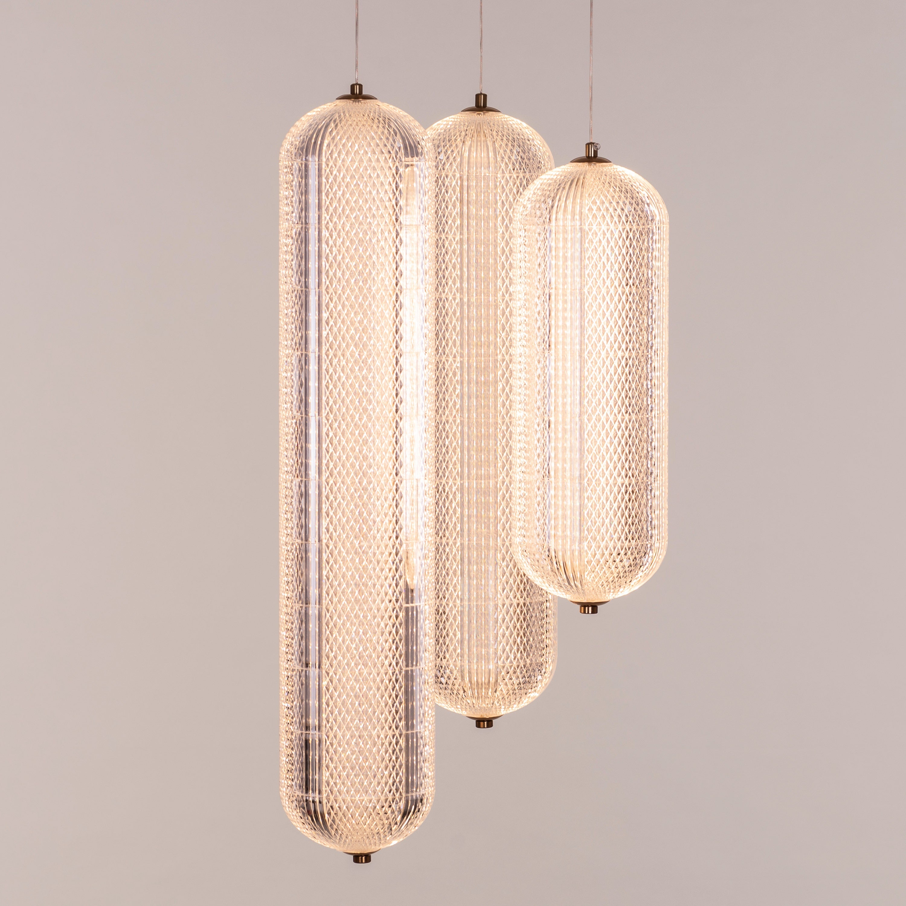 Yellow Diamond (3 Head, Dimmable LED with Remote Control) Acrylic Textured Chandelier