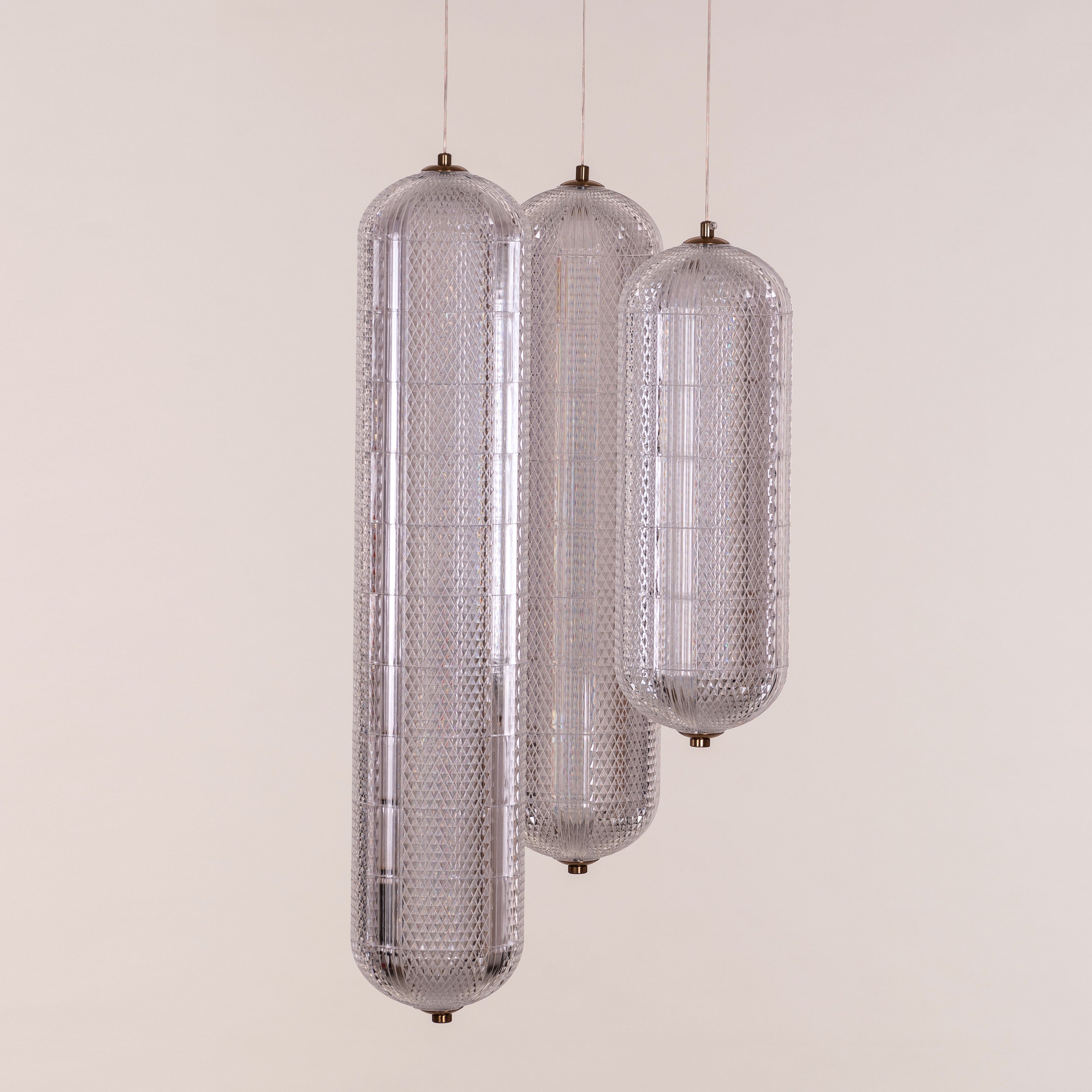 Yellow Diamond (3 Head, Dimmable LED with Remote Control) Acrylic Textured Chandelier