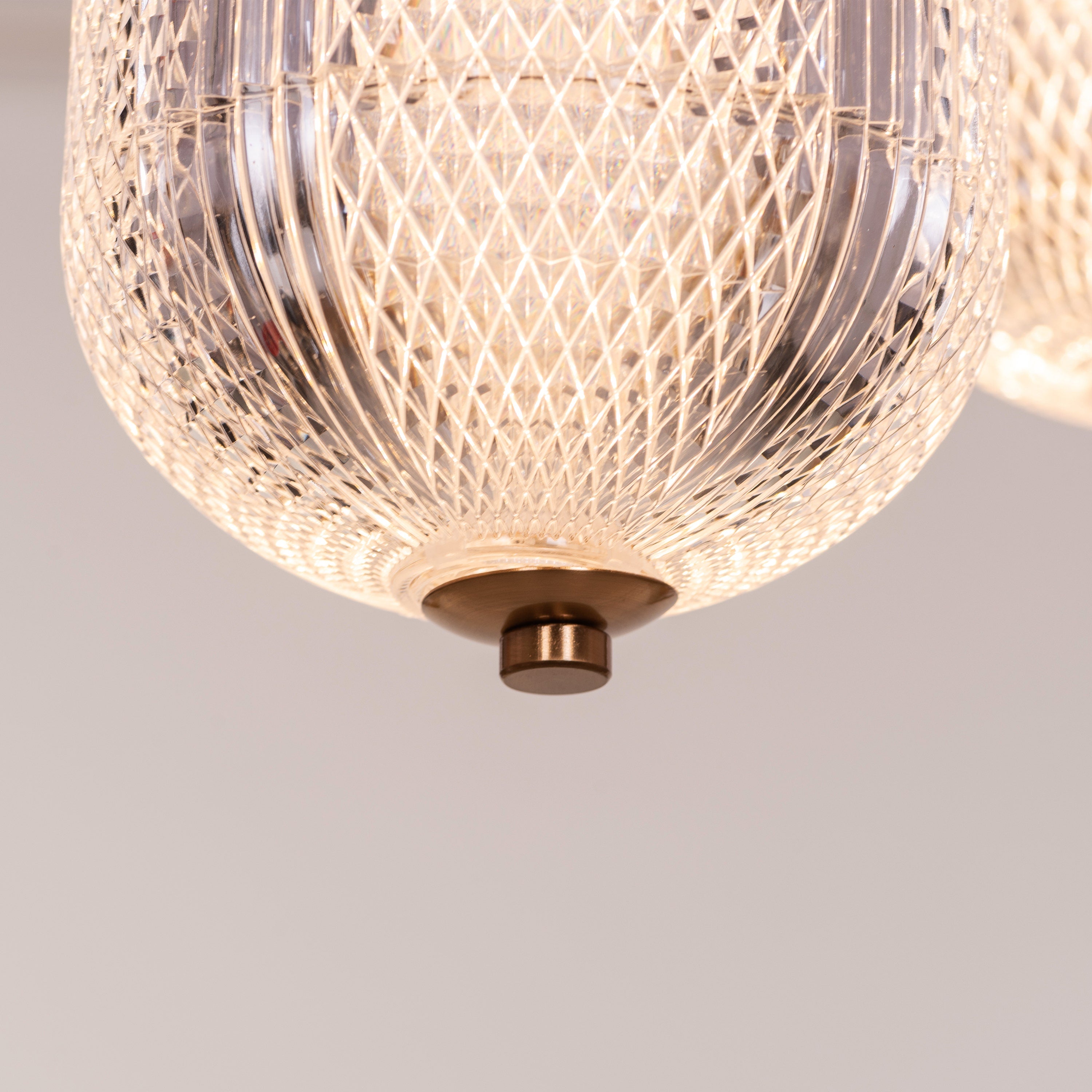 Yellow Diamond (3 Head, Dimmable LED with Remote Control) Acrylic Textured Chandelier